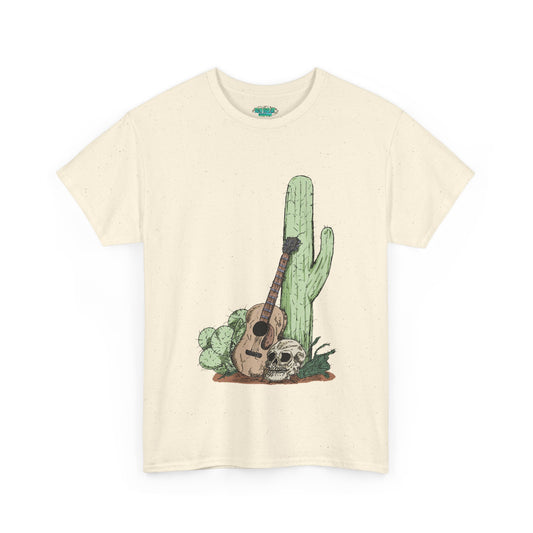 Desert Vibe Graphic Tee - Unisex Heavy Cotton Shirt, Boho Cactus Shirt, Guitar Lover's Gift, Summer Top, Music T-Shirt