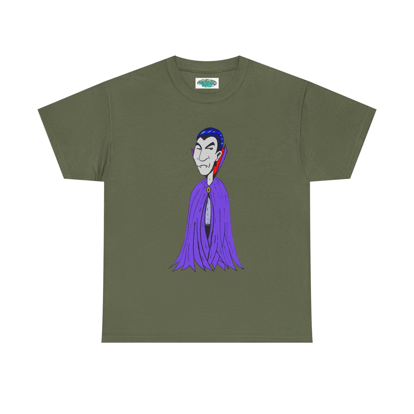Vampire Cartoon Tee - Cute Purple Cloak Dracula Graphic T-Shirt