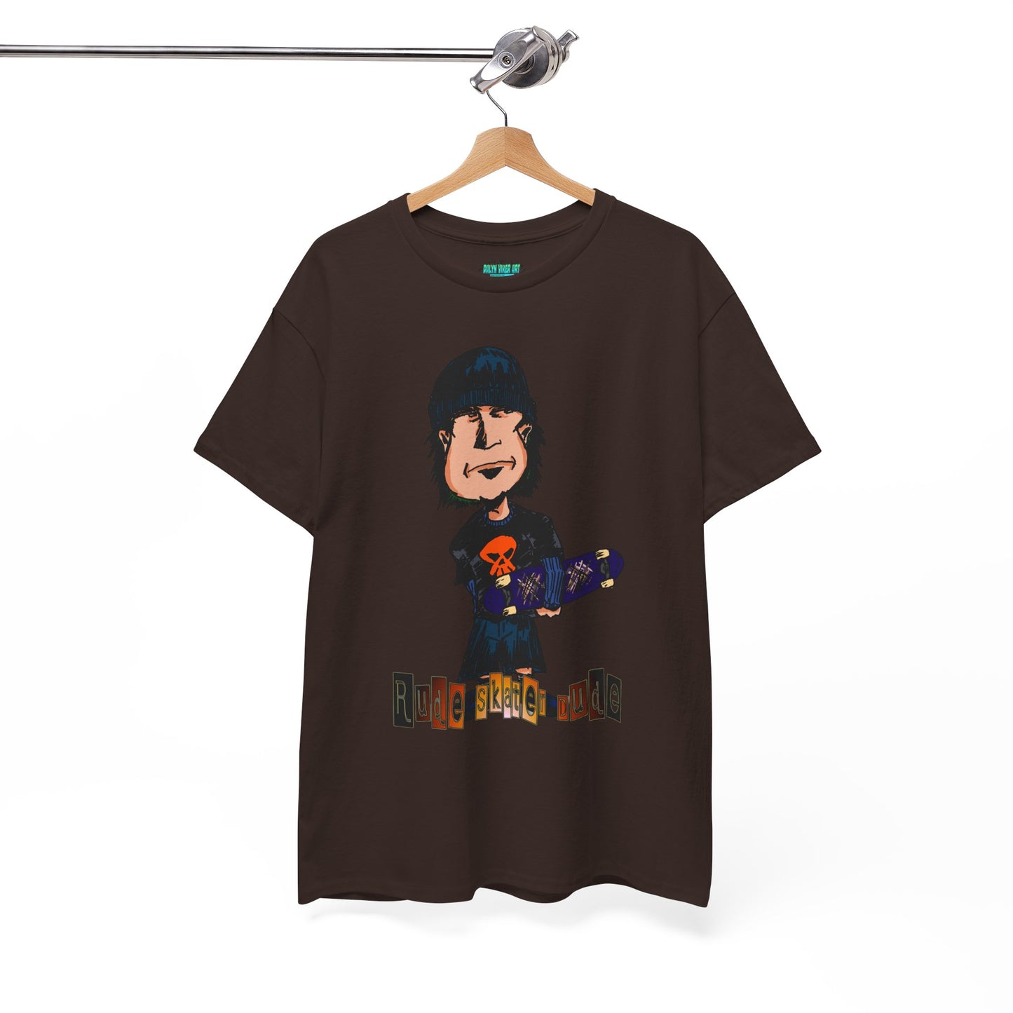Rude Skater Dude Cartoon Skate Punk T-Shirt — Skateboarding Tee with Skull Design