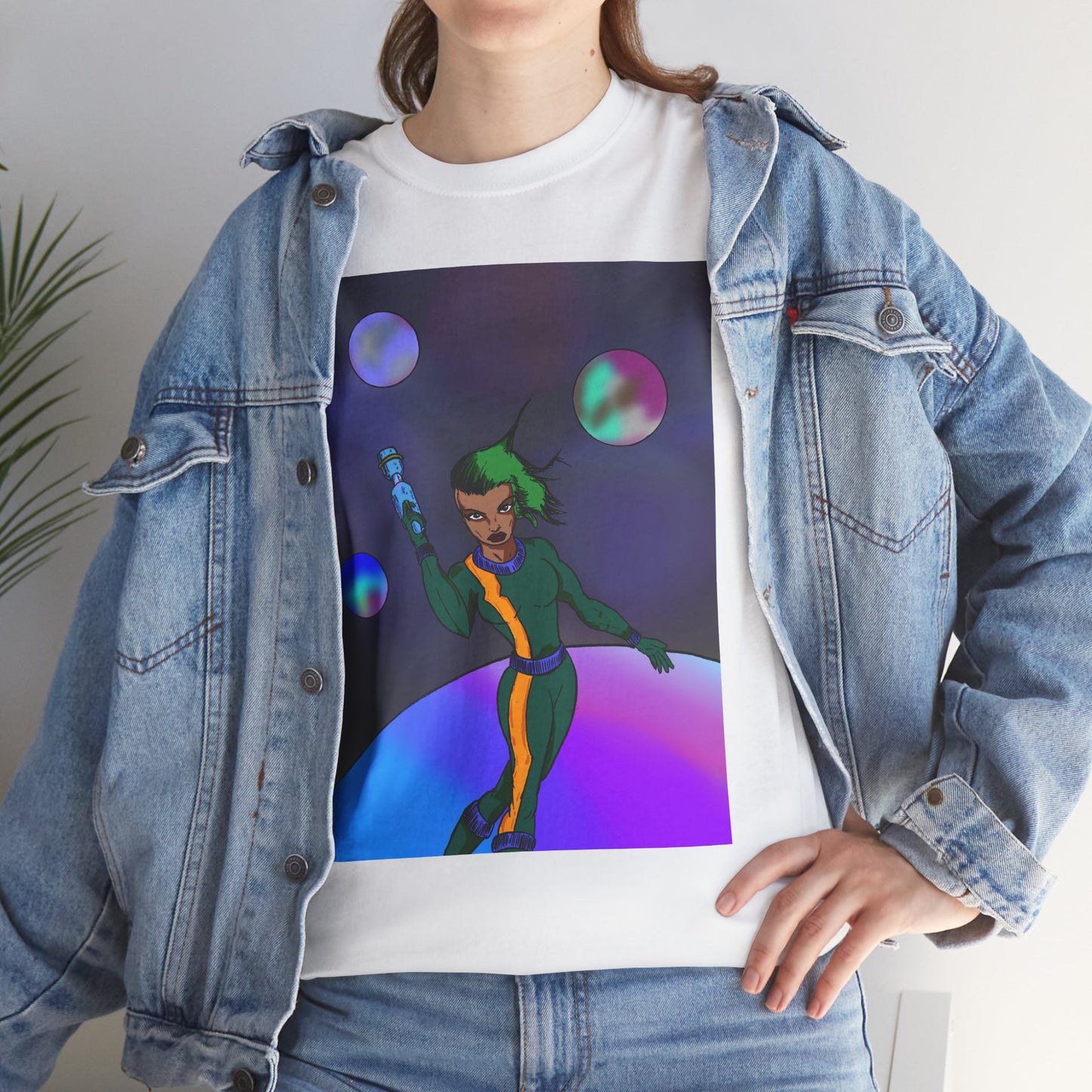 Cosmic Hero Vibe Tee - Unisex Heavy Cotton Tee, Space Art Shirt, Retro Sci-Fi T-Shirt, Gift for Space Lovers, Unique Graphic Tee