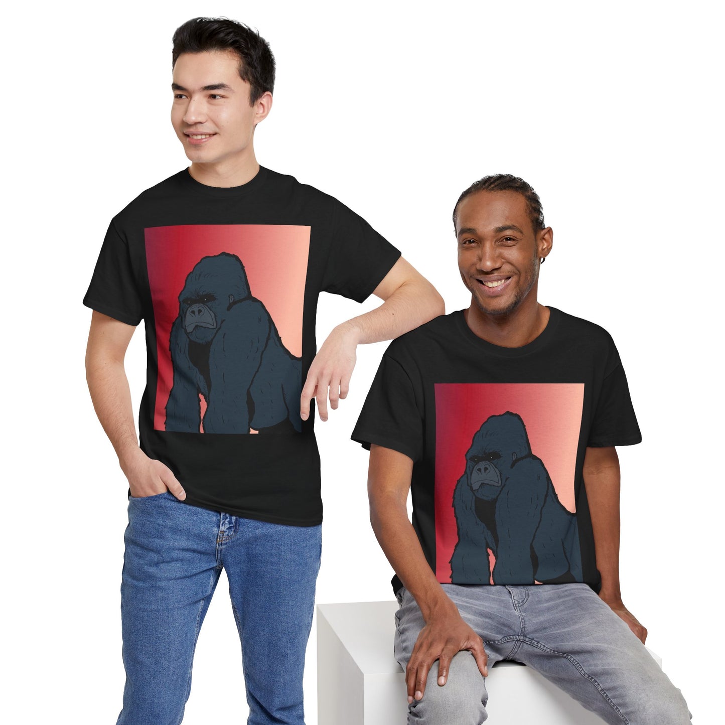 Gorilla Graphic Tee — Vintage Sunset Primate Illustration Shirt