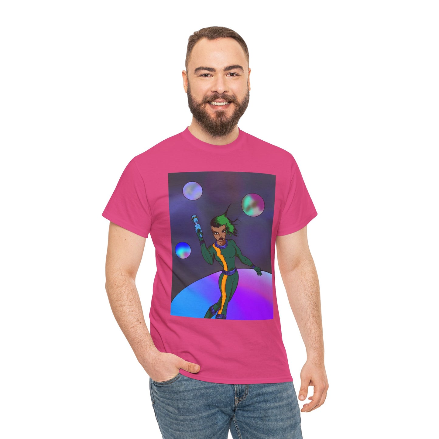 Cosmic Hero Vibe Tee - Unisex Heavy Cotton Tee, Space Art Shirt, Retro Sci-Fi T-Shirt, Gift for Space Lovers, Unique Graphic Tee