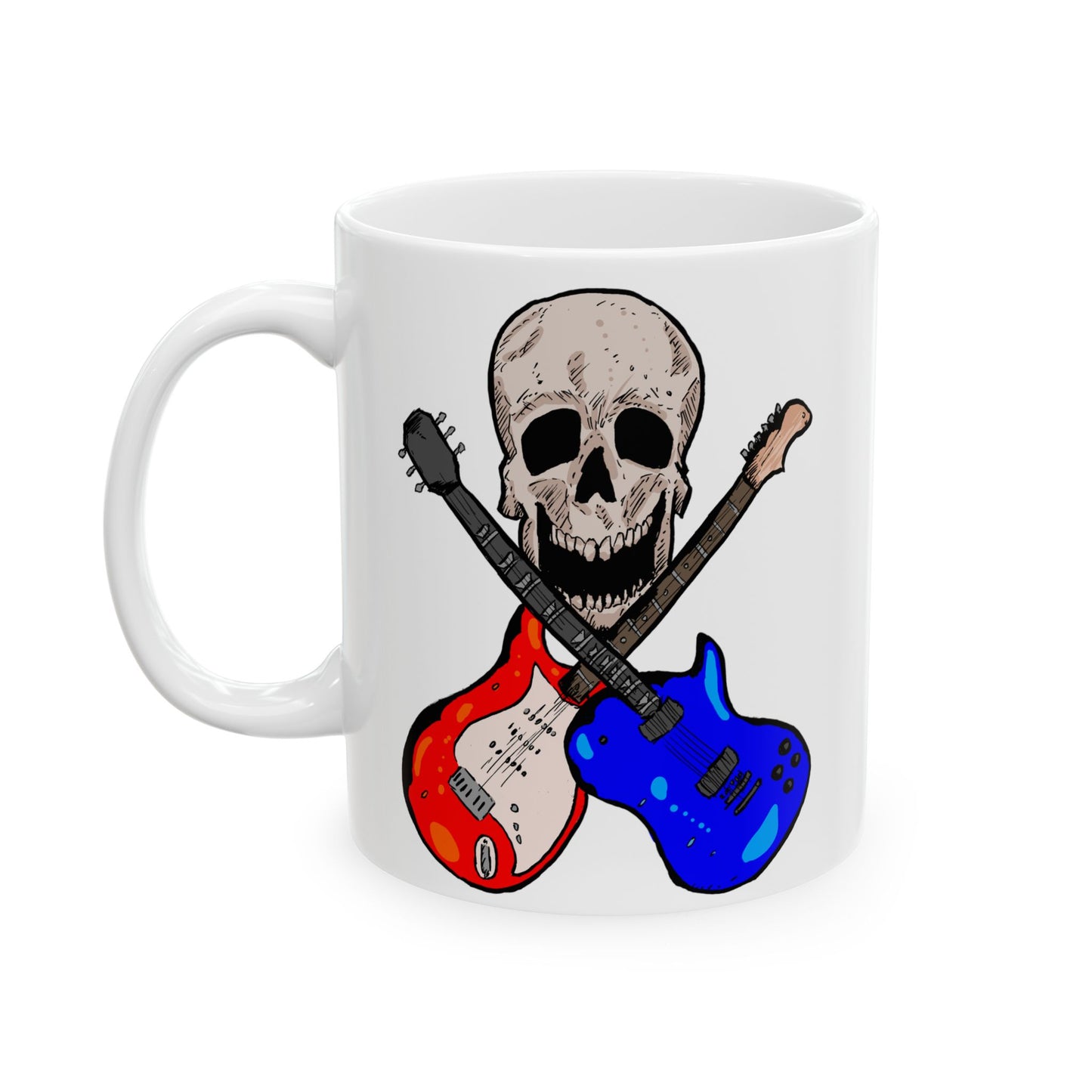 Deathly Rock & Roll Ceramic Mug - Perfect for Musicians, Coffee Lovers, Gifts for Guitarists, Home Decor, Birthday Celebration