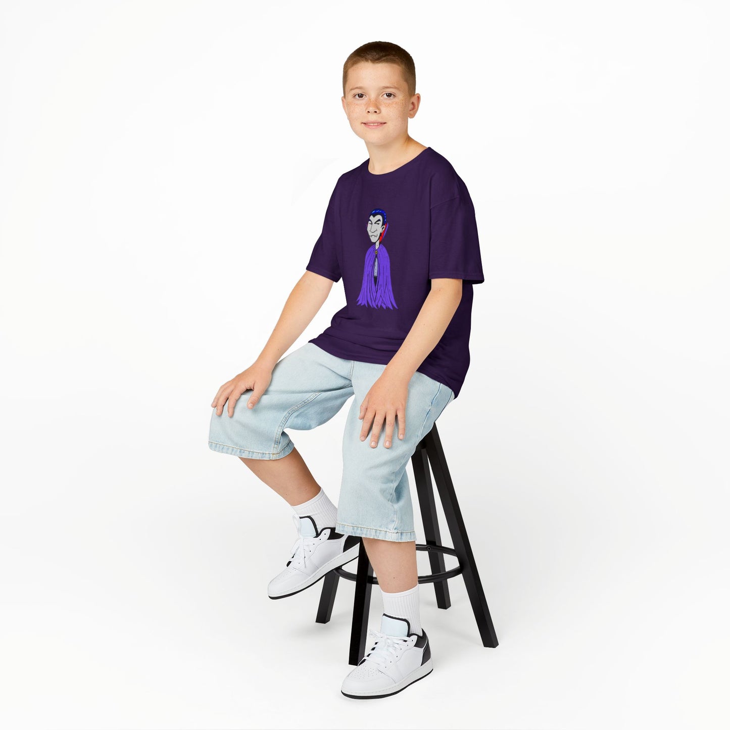 Kids Vampire T-Shirt — Cute Purple Dracula Tee for Halloween