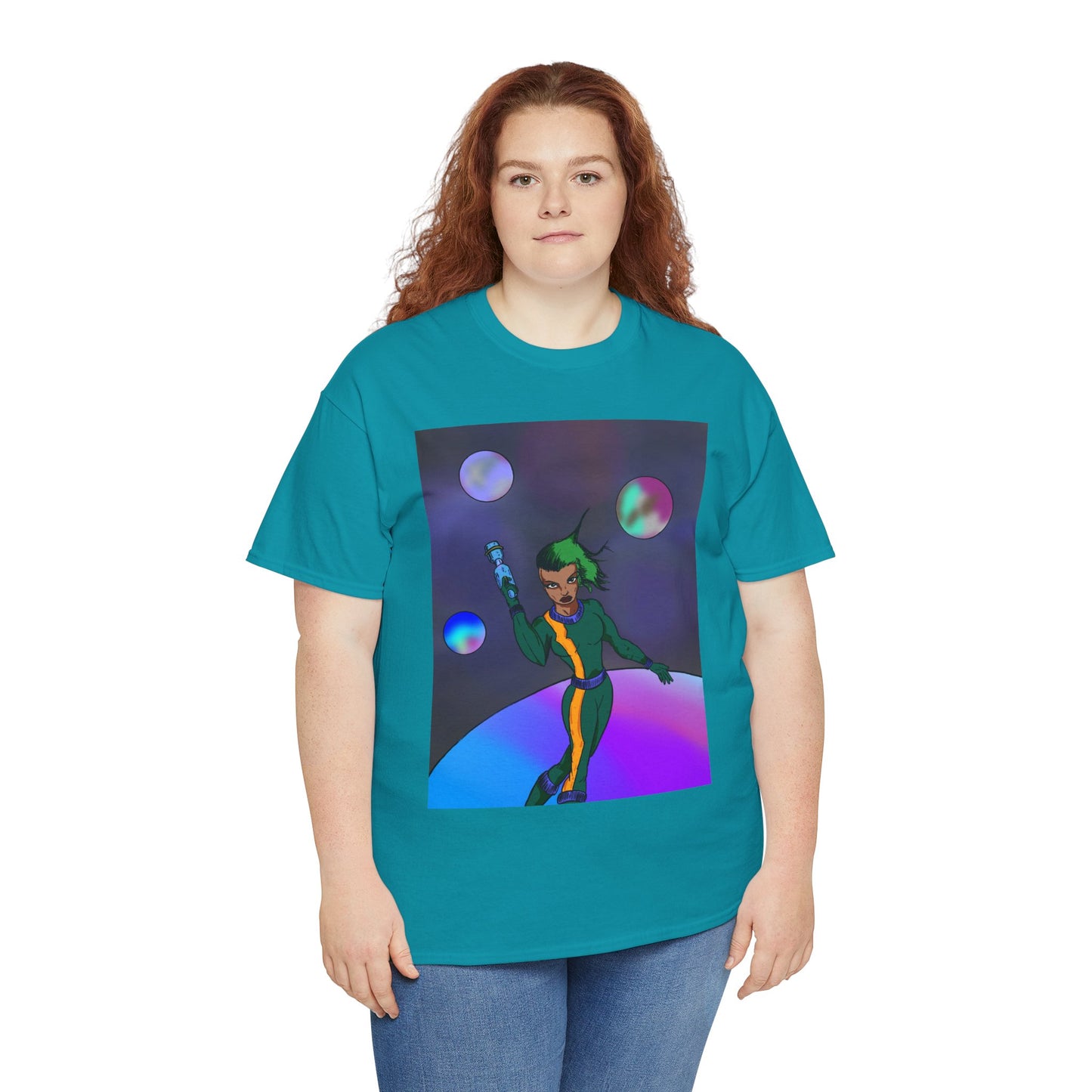 Cosmic Hero Vibe Tee - Unisex Heavy Cotton Tee, Space Art Shirt, Retro Sci-Fi T-Shirt, Gift for Space Lovers, Unique Graphic Tee