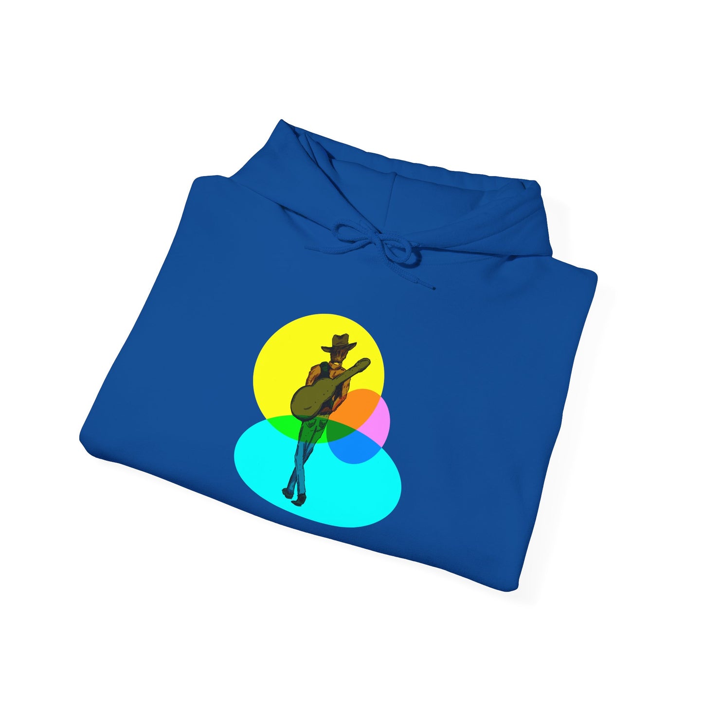 Cowboy with Guitar Hoodie — Colorful Retro Music Graphic Sweatshirt