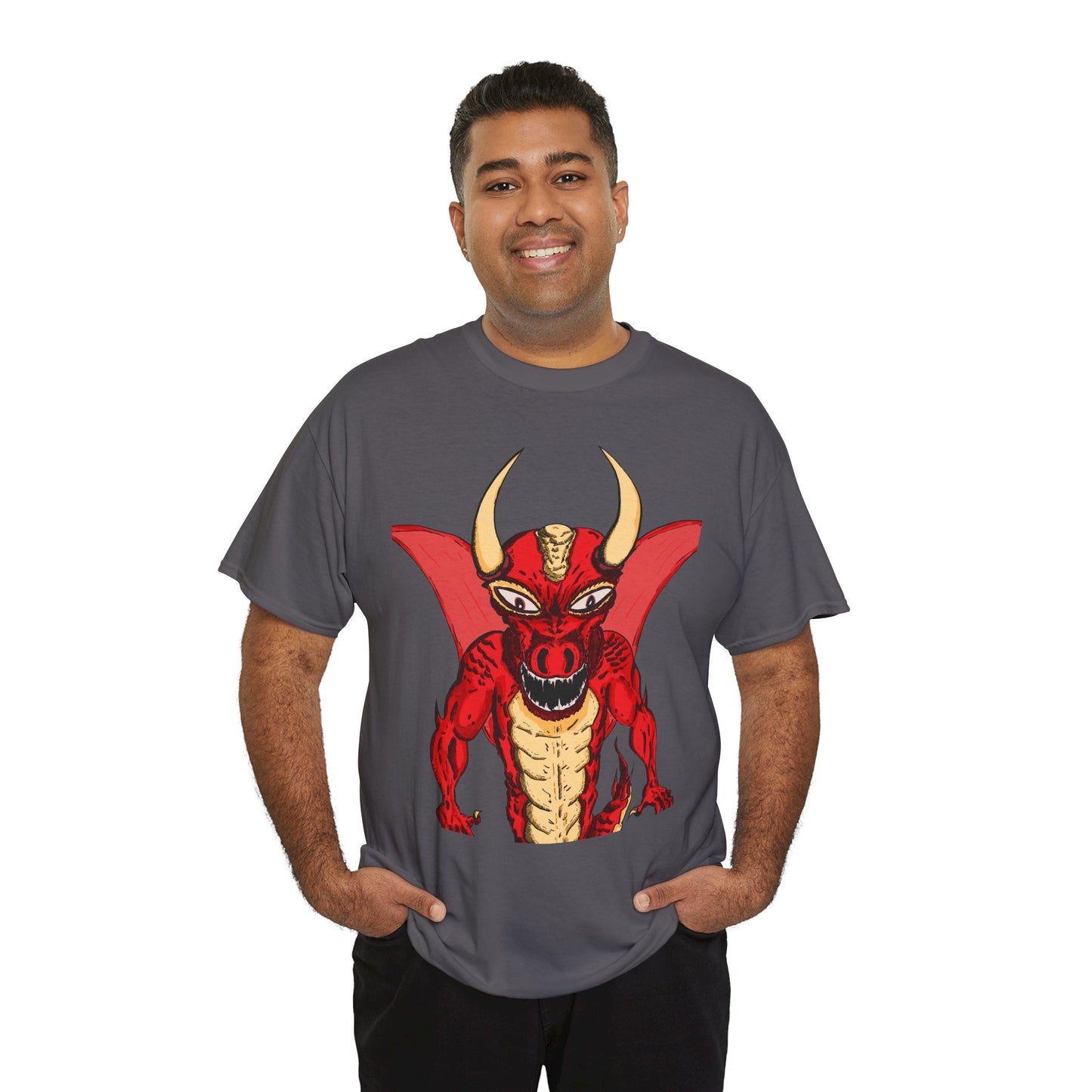 Bold Red Dragon Unisex Heavy Cotton Tee | Graphic Shirt for Anime Fans, Party Wear, Casual Outfit, Gift for Him/Her