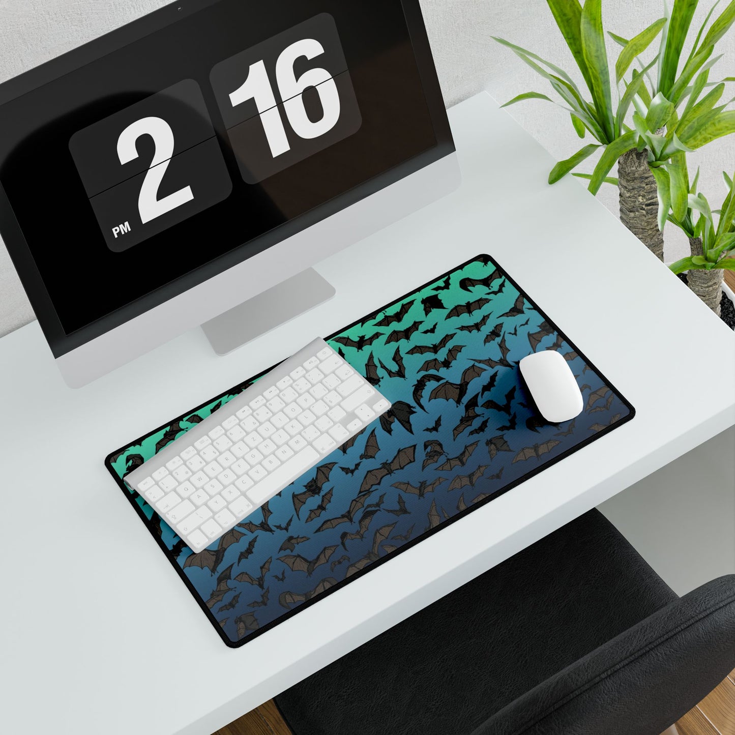 Bats Flight Oversized Desk Mat — Gothic Gradient Gaming & Office Mouse Pad and Card Playing Mat