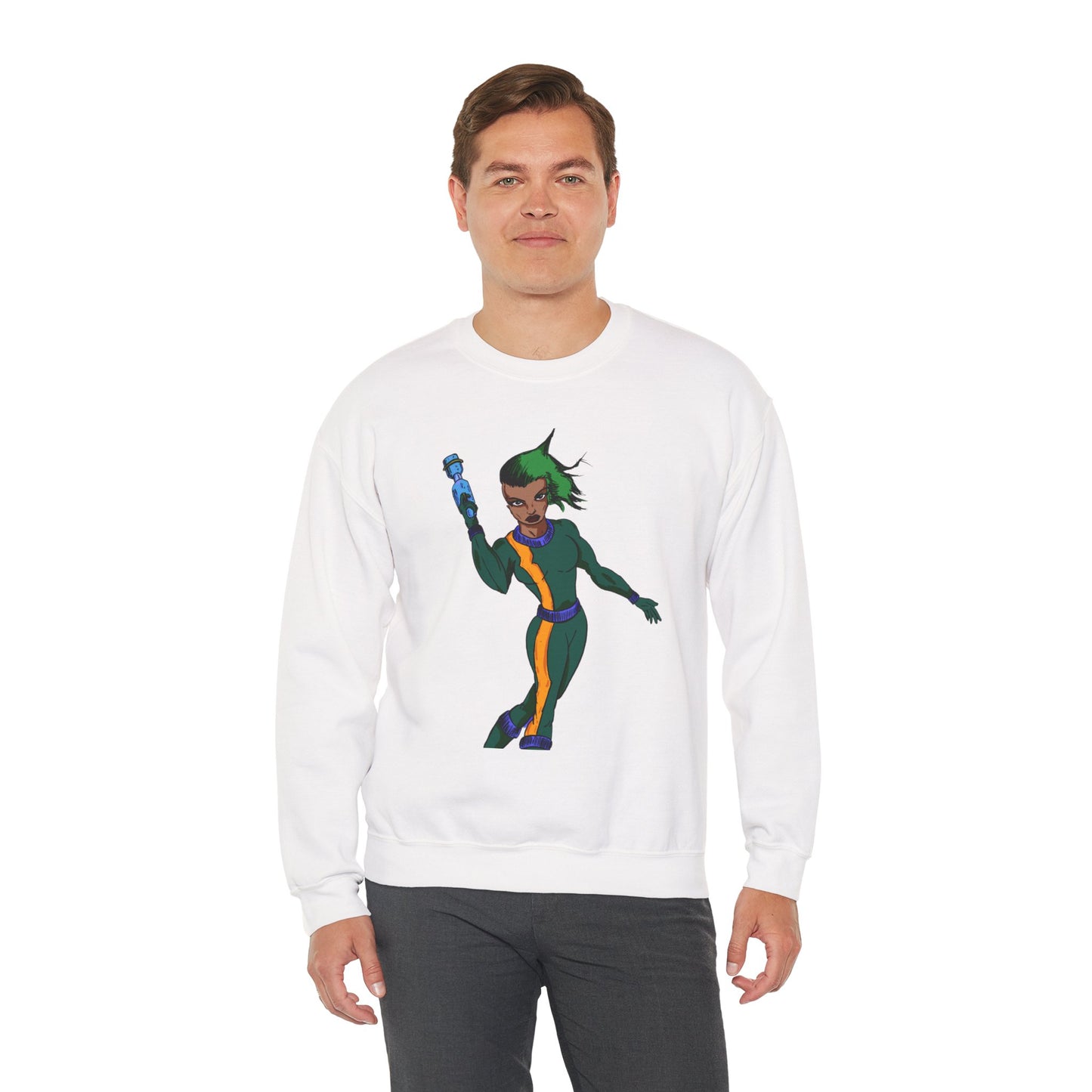 Heroic Vibes Crewneck Sweatshirt with Bold Design