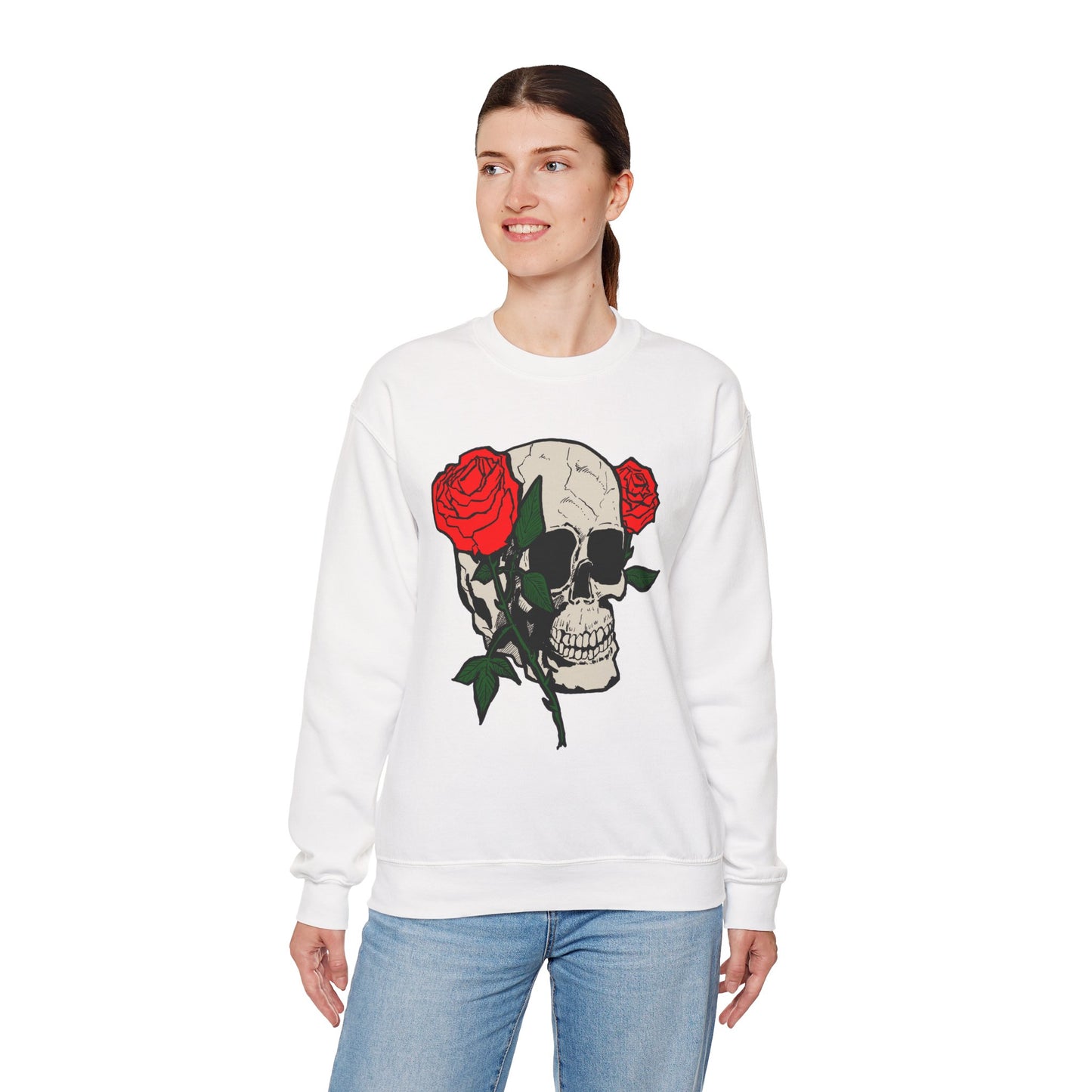 Skull and Roses Crewneck Sweatshirt