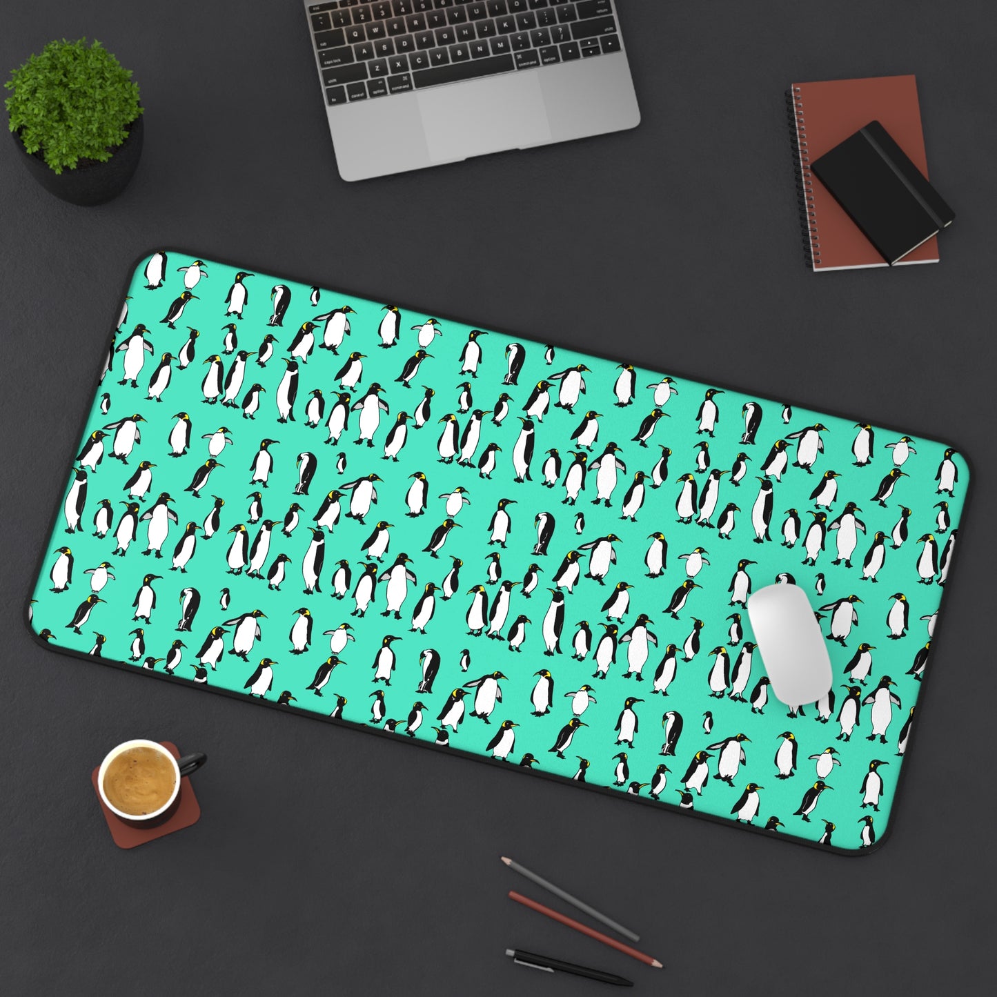 Rookery of Penguins Cool Day Whimsical Desk Mat, Cute Office Decor, Animal Lover Gift, Work From Home Accessory, Perfect for Holidays