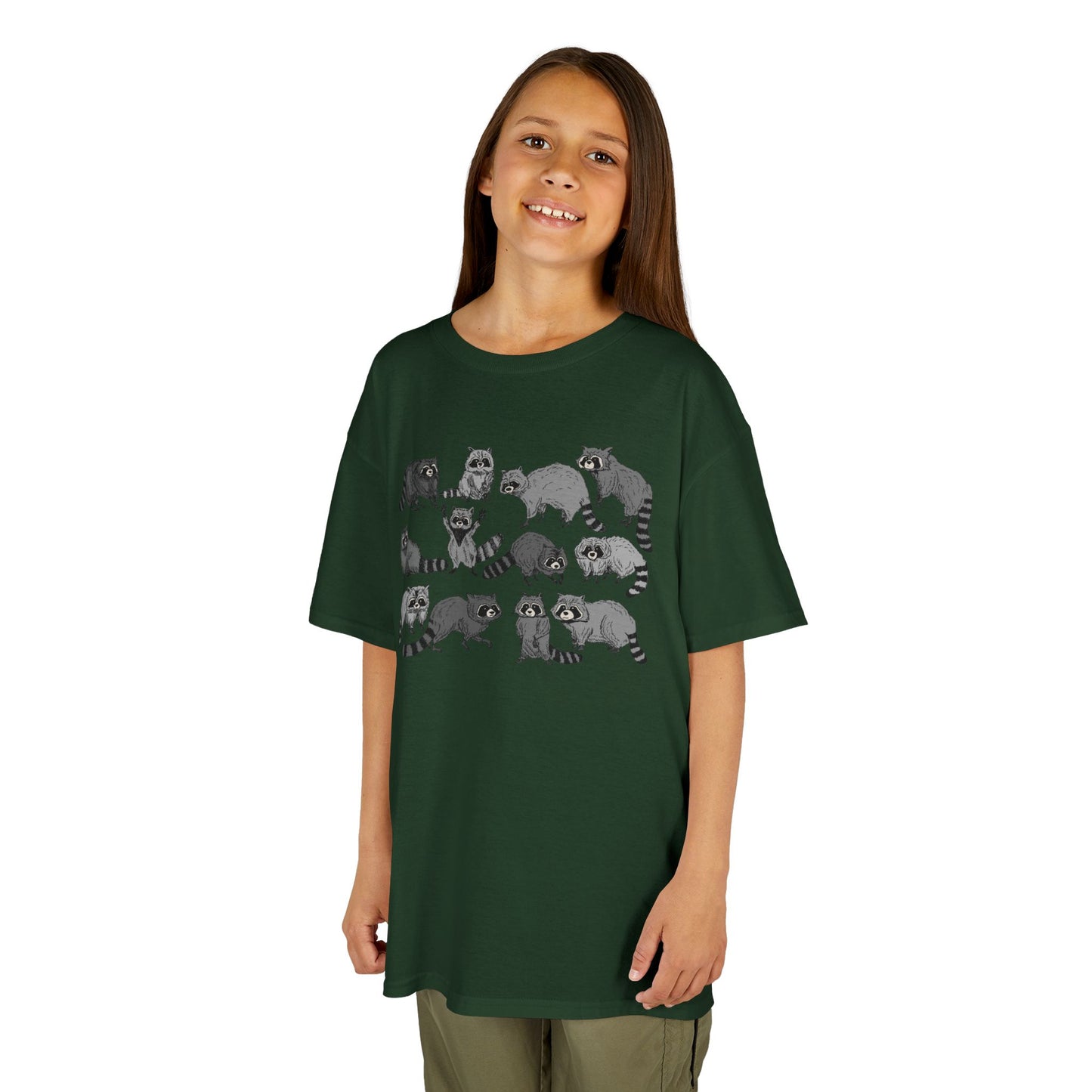 Cute Raccoons Pattern Kids Tee, Animal Lover Gift, Funny Raccoon Shirt, Children's Apparel, Birthday Outfit, Pet Lover Tee