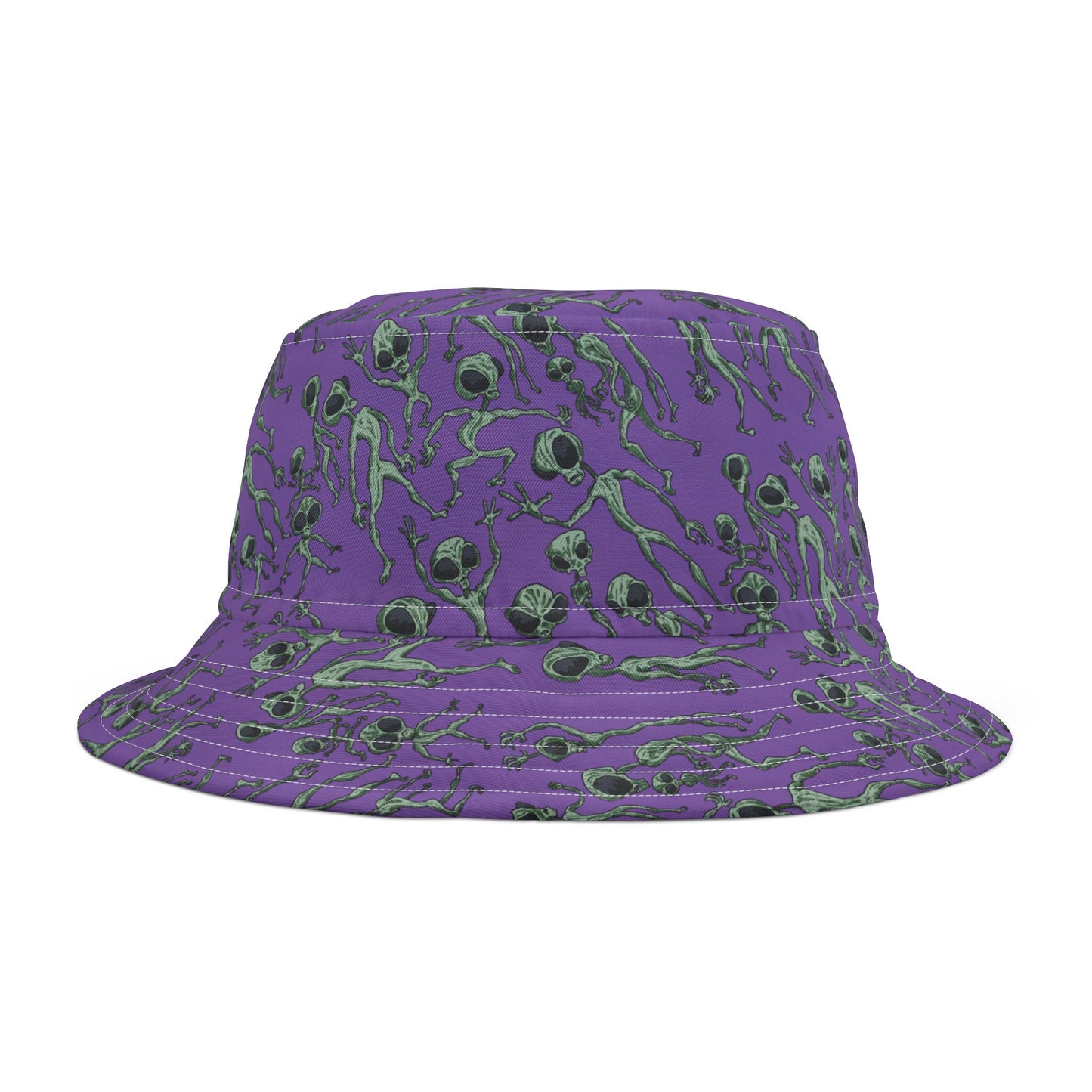 Alien Dance Party Bucket Hat, Trendy AOP Hat, Unique Accessory, Summer Fashion, Gift for Sci-Fi Fans, Festival Headwear, Outdoor Style