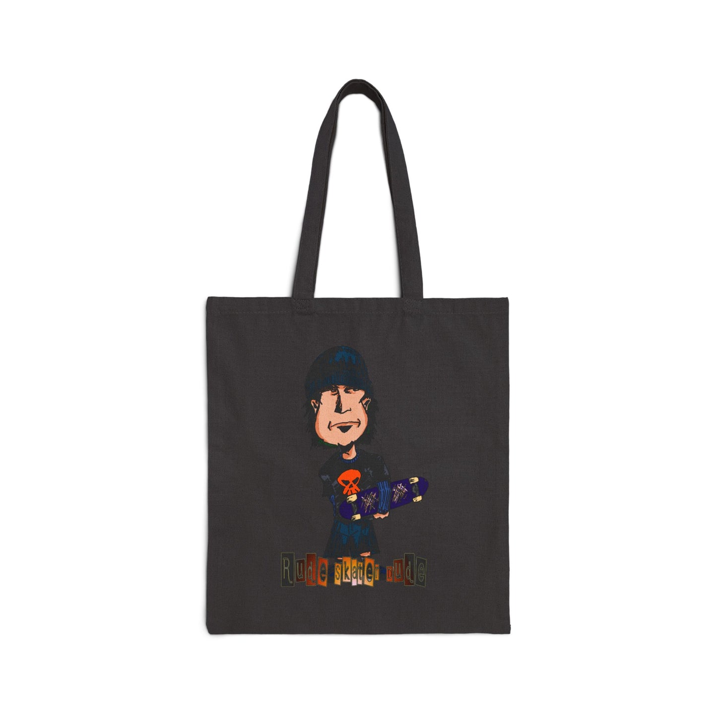Rude Skater Dude - Skater Kid Cartoon Canvas Tote Bag