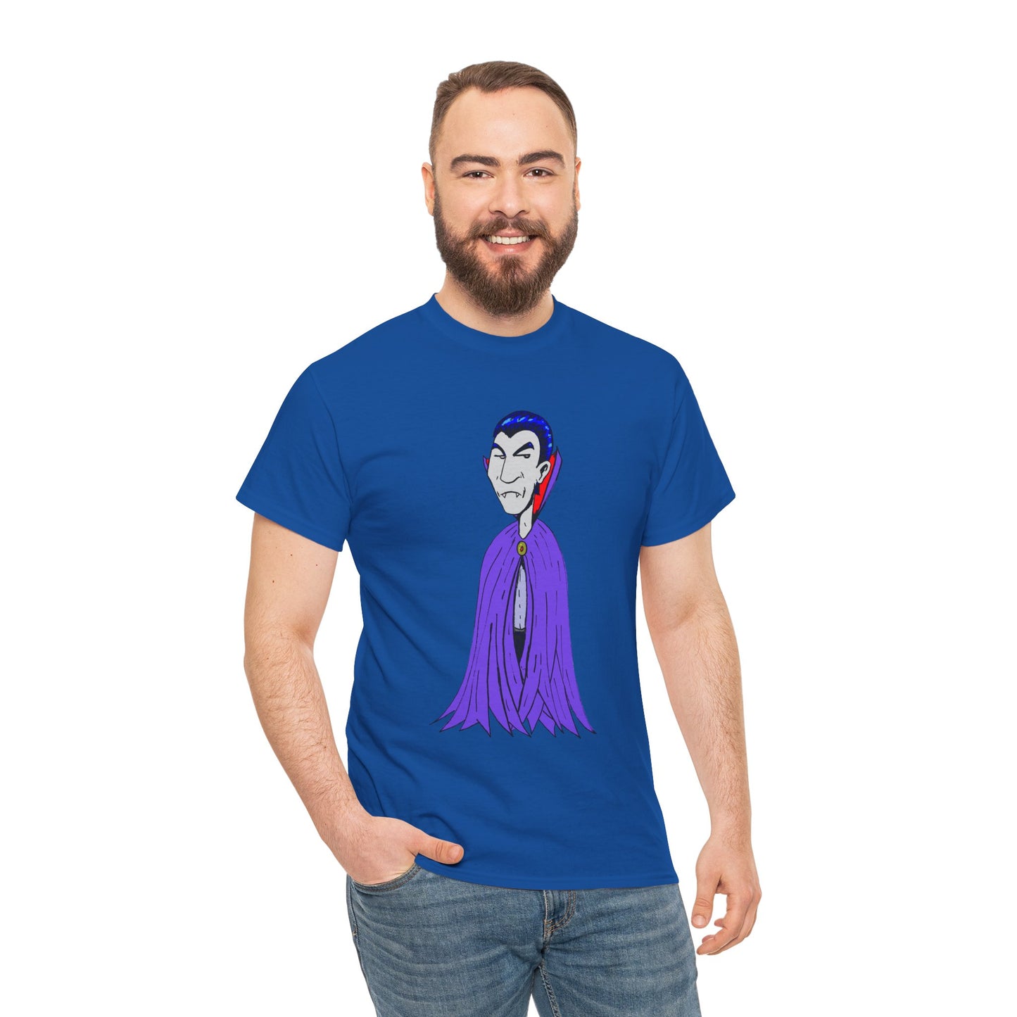Vampire Cartoon Tee - Cute Purple Cloak Dracula Graphic T-Shirt