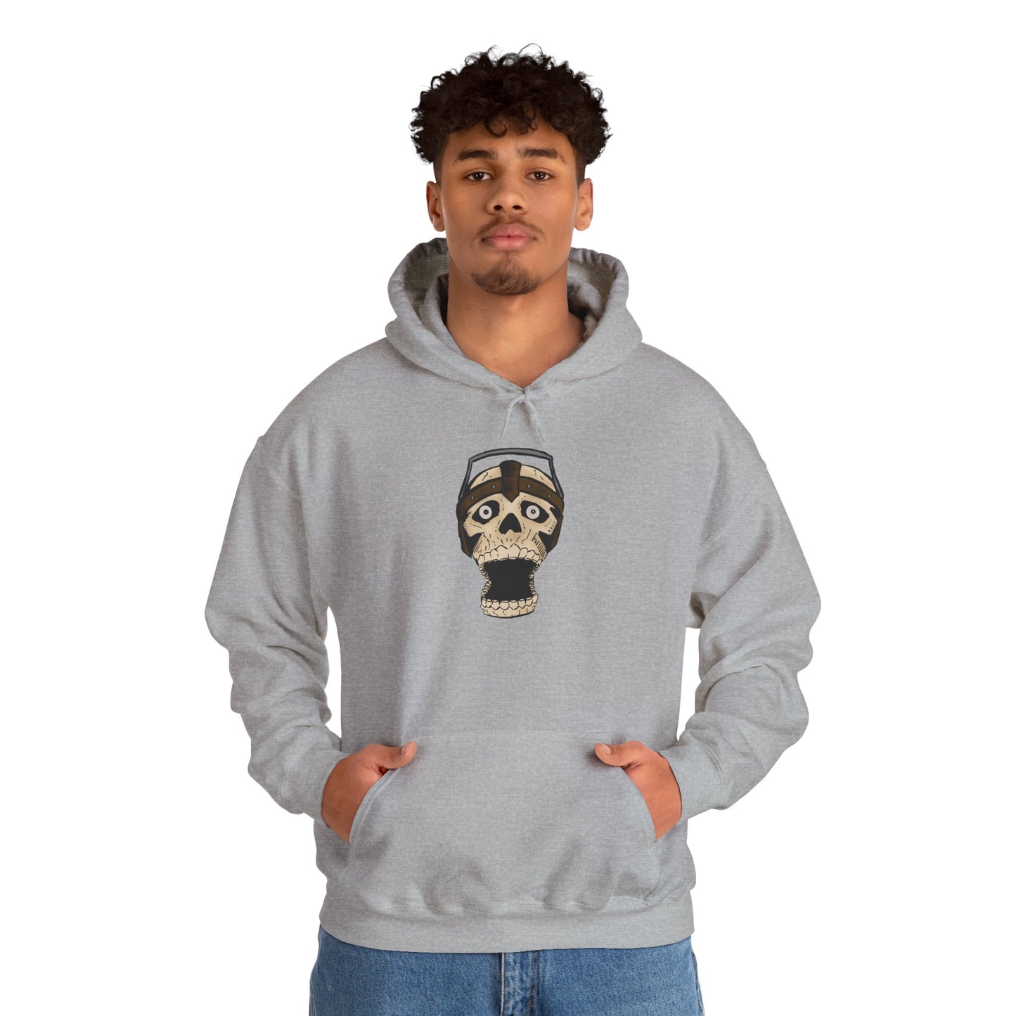 Screaming Skull Graphic Hoodie, Unisex Heavy Blend Sweatshirt, Cozy Casual Wear, Gift for Halloween, Unique October Fashion, Everyday Comfort