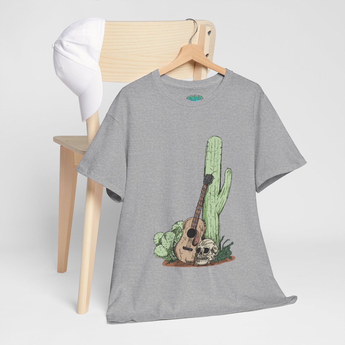 Desert Vibe Graphic Tee - Unisex Heavy Cotton Shirt, Boho Cactus Shirt, Guitar Lover's Gift, Summer Top, Music T-Shirt