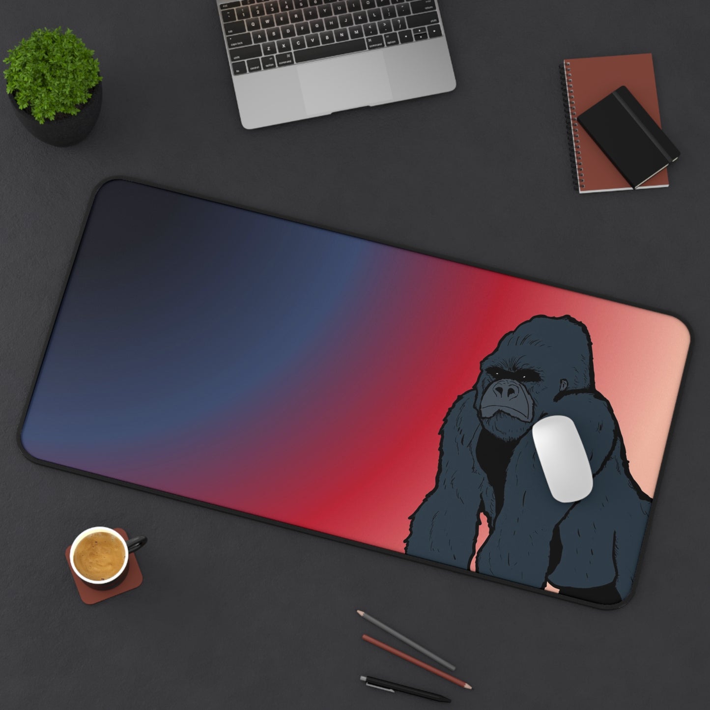Gorilla Gradient Desk Mat — Red & Blue Gaming Mouse Pad