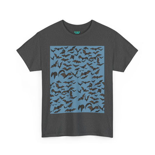 Unisex Bat Print Cotton Tee, Casual Graphic Tee, Halloween Apparel, Unique Gift for Animal Lovers, Stylish Everyday Wear