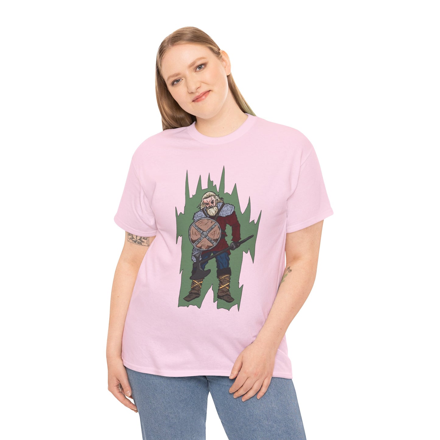 Epic Warrior Graphic Tee, Unisex Heavy Cotton Shirt, Casual Wear, Gamer Gift, Medieval Art Clothing, Battle Theme Fashion