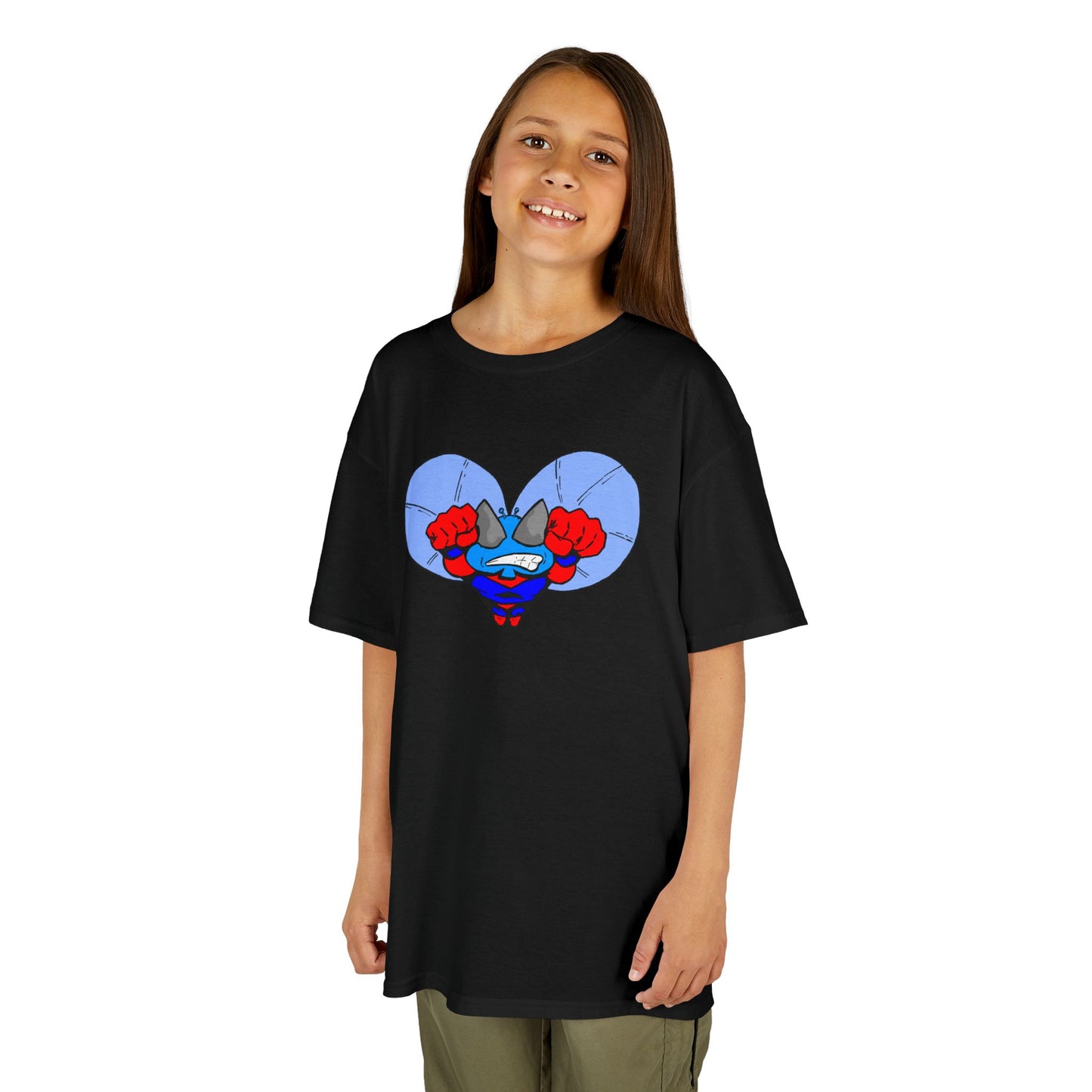 Astro-Fly Kids Superhero T‑Shirt — Cute Blue Hero Design
