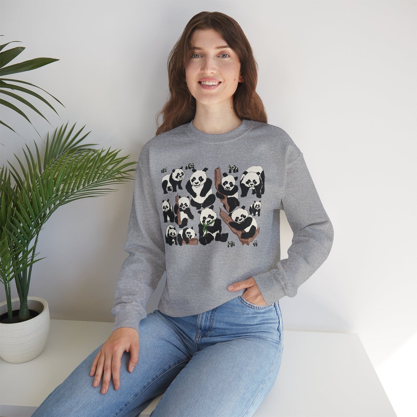 Cozy Panda Crewneck Sweatshirt - Soft Unisex Heavy Blend