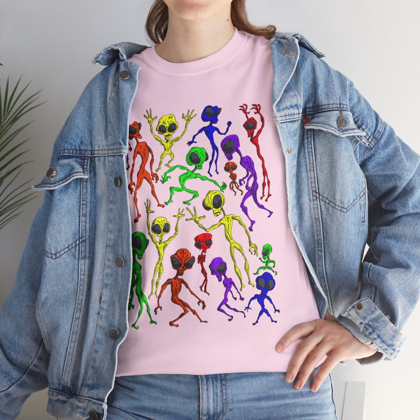 Rainbow Alien Dance Party Unisex Tee - Cosmic Sci-Fi Shirt