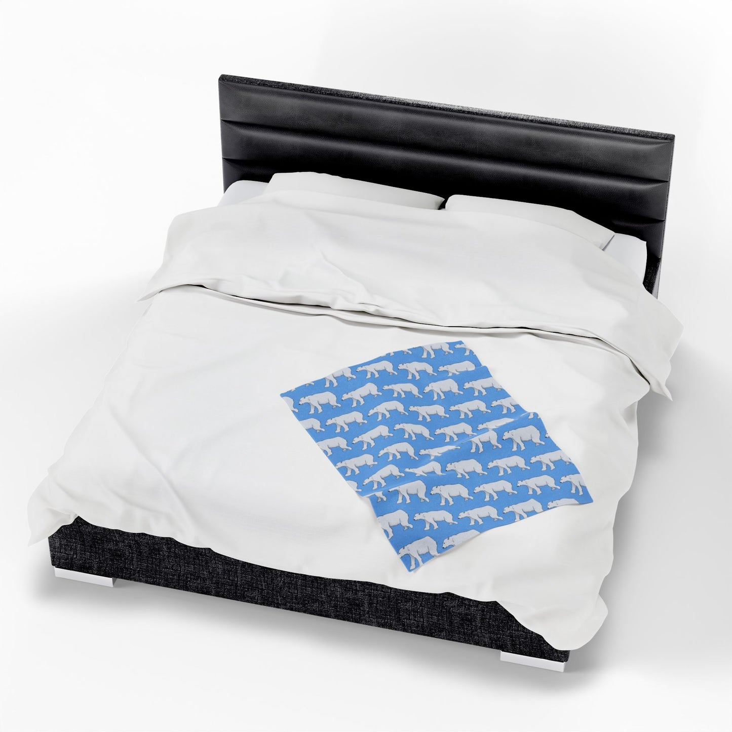 Polar Bear Pattern Velveteen Plush Blanket — Cozy Blue Arctic Throw for Home & Gifts