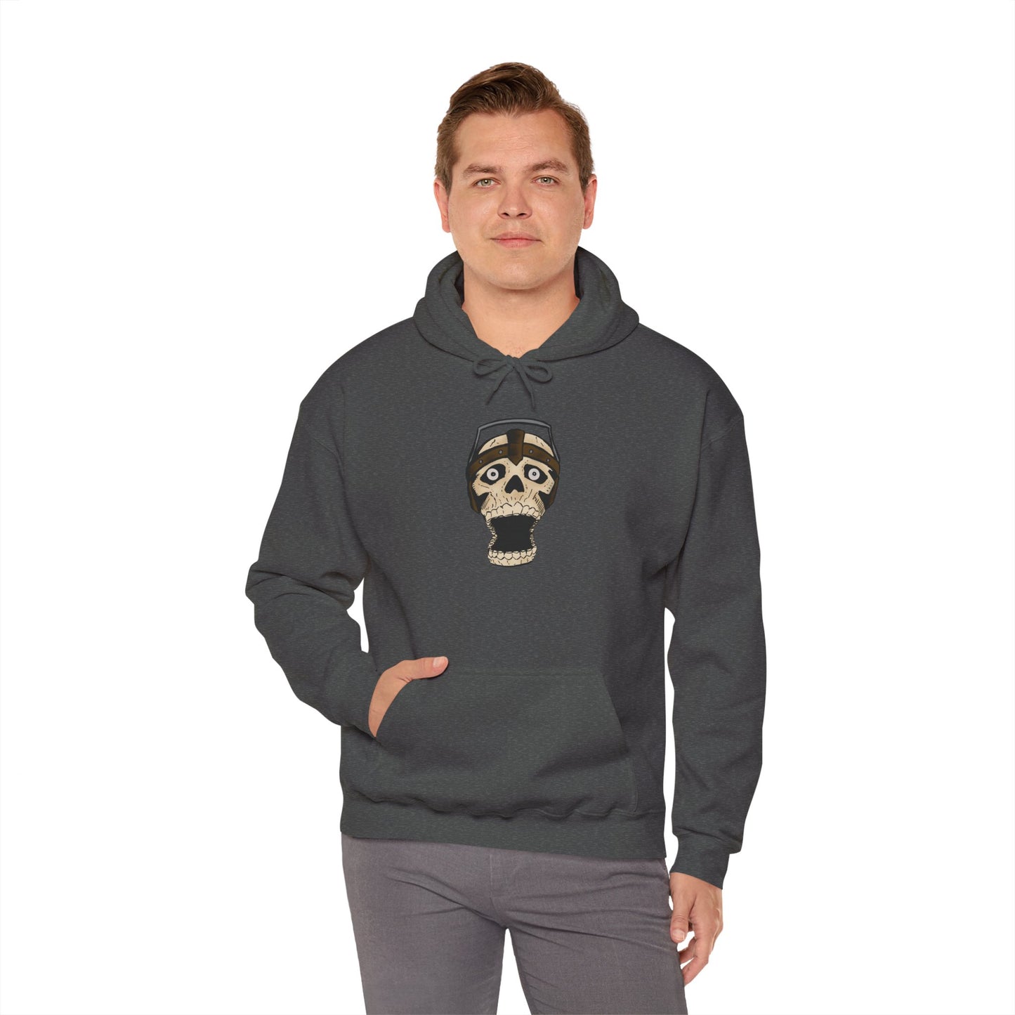 Screaming Skull Graphic Hoodie, Unisex Heavy Blend Sweatshirt, Cozy Casual Wear, Gift for Halloween, Unique October Fashion, Everyday Comfort