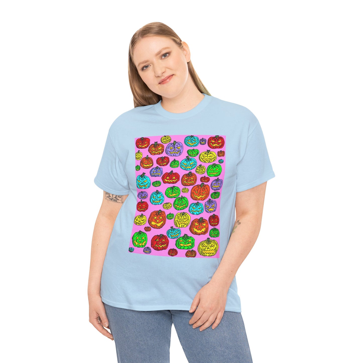 Colorful Pumpkin Graphic Tee, Unisex Cotton T-Shirt, Halloween Costume, Fall Apparel, Trendy Graphic Shirt, Casual Wear