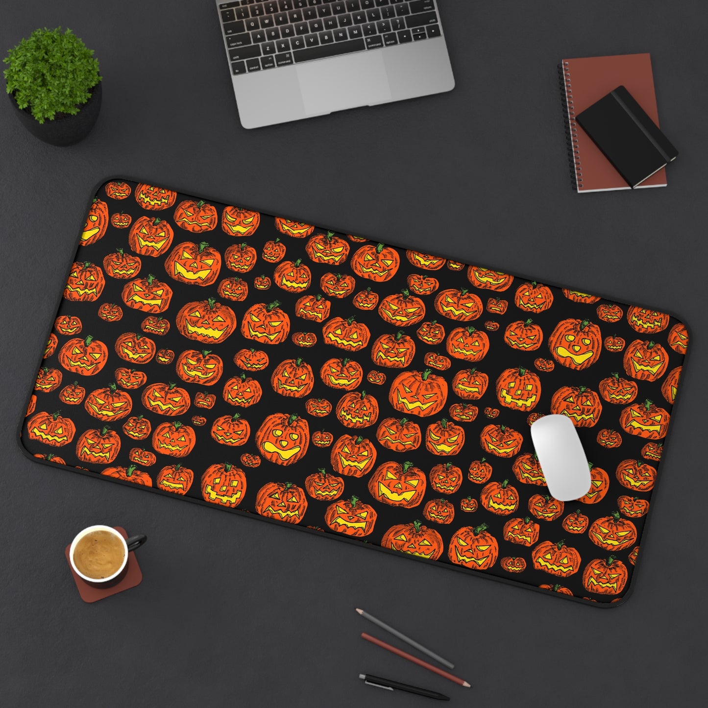 Halloween Pumpkin Desk Mat, Spooky Office Decor, Fall Workspace Aesthetic, Gift for Halloween Lovers, Pumpkin Patch Design