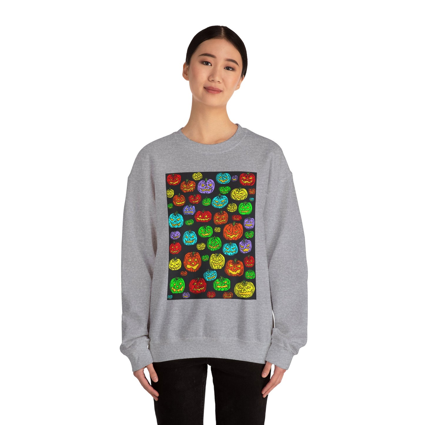 Halloween Colorful Pumpkin Graphic Crewneck Sweatshirt