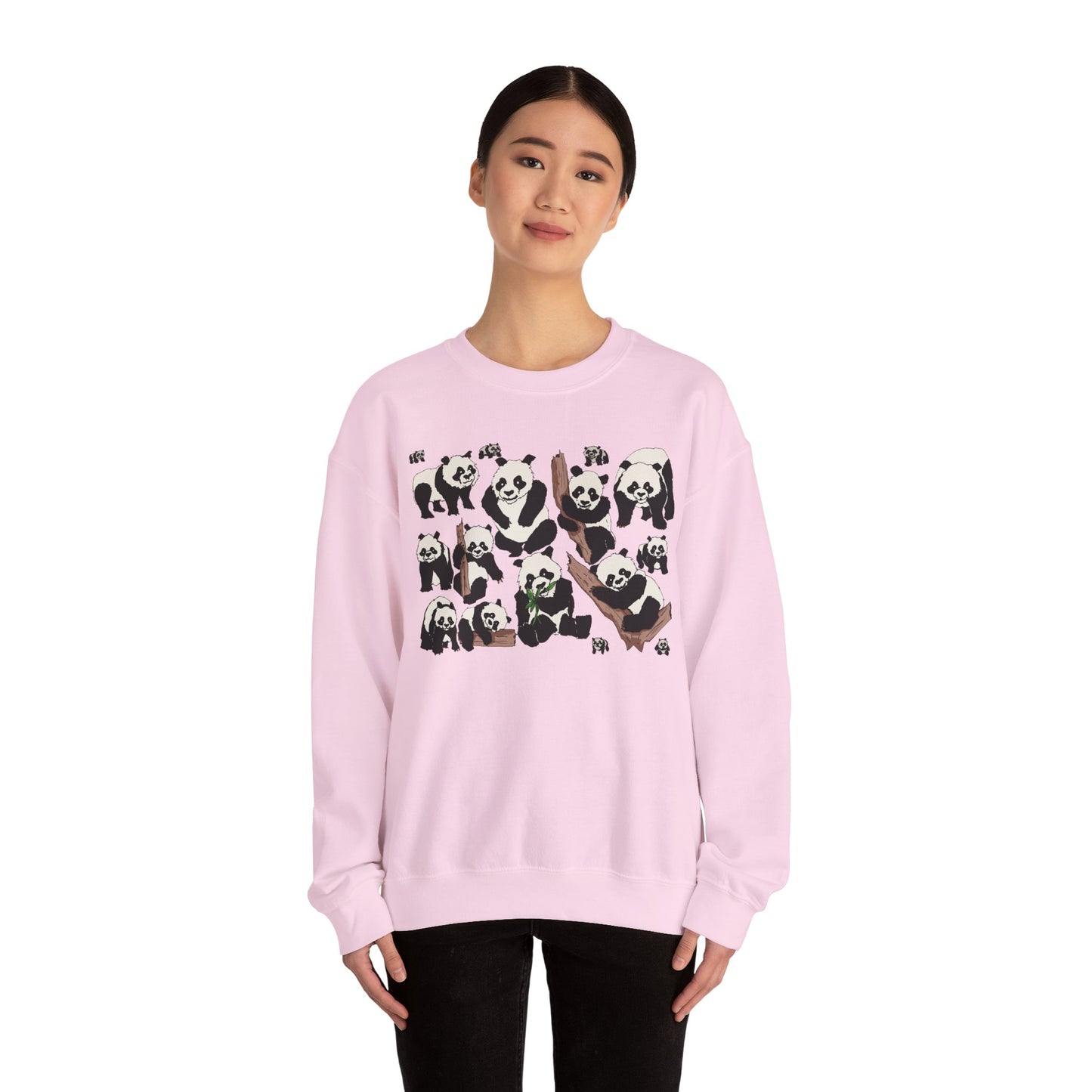 Cozy Panda Crewneck Sweatshirt - Soft Unisex Heavy Blend