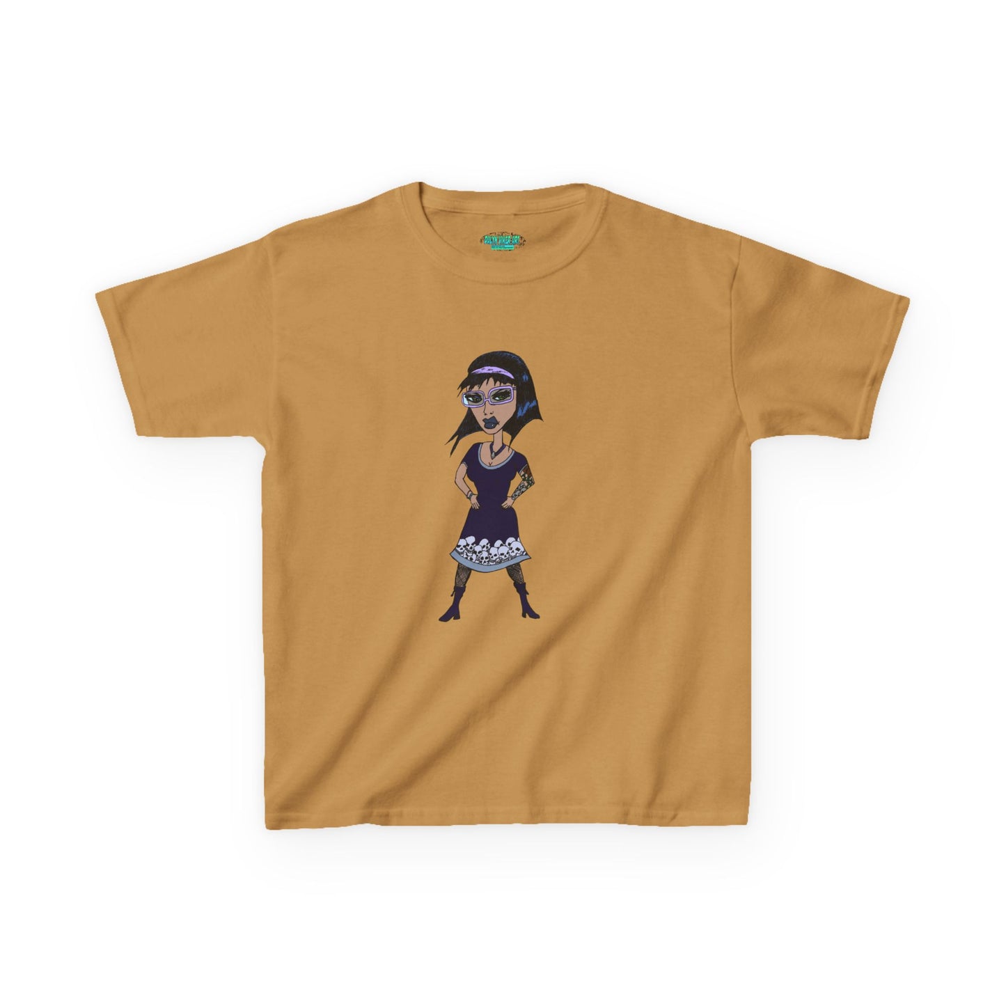 Kids Tee — Vintage Gothic Girl Cartoon Graphic Tee for Children