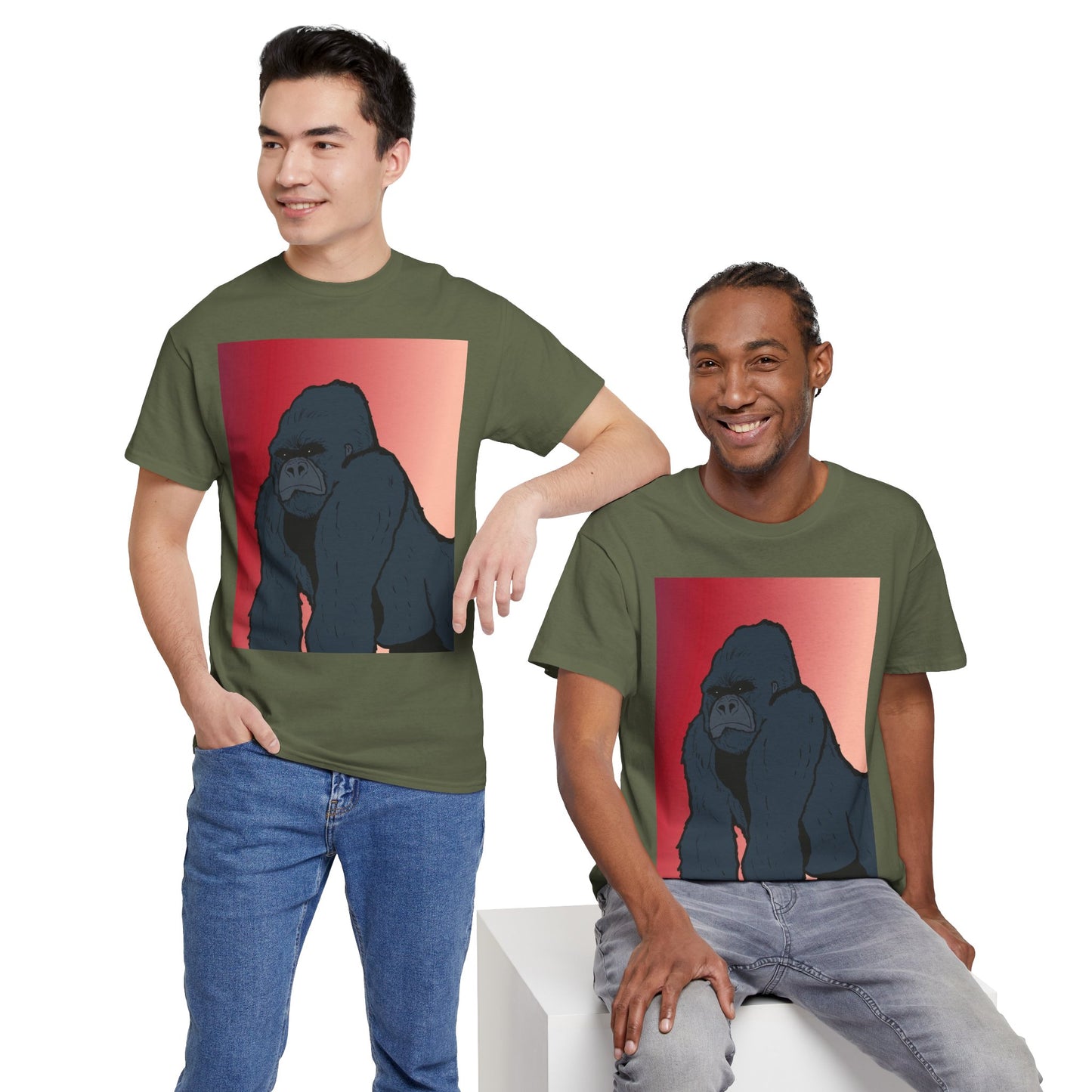 Gorilla Graphic Tee — Vintage Sunset Primate Illustration Shirt