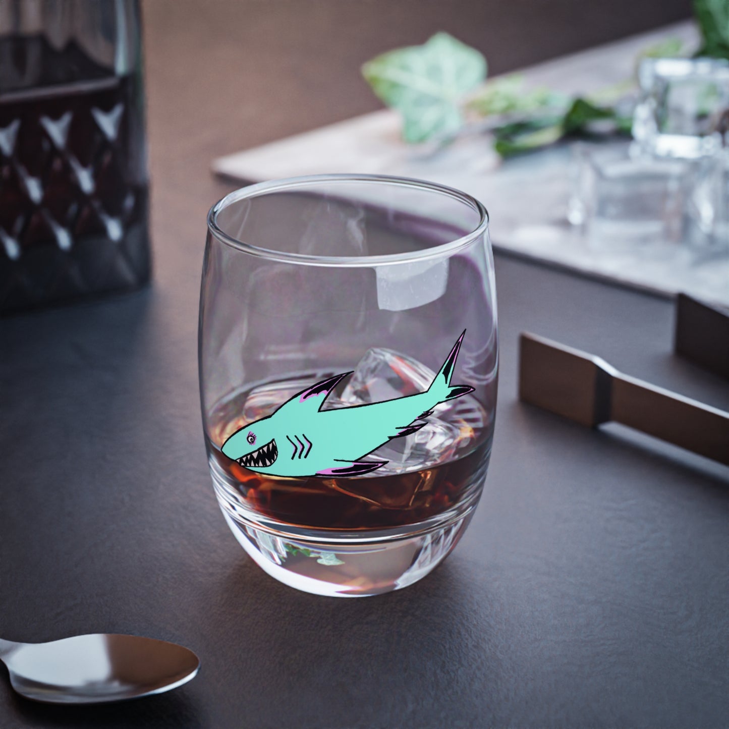 Shark-Themed Whiskey Glass, Unique Gift for Whiskey Lovers, Fun Glassware for Parties, Cool Barware for Celebrations