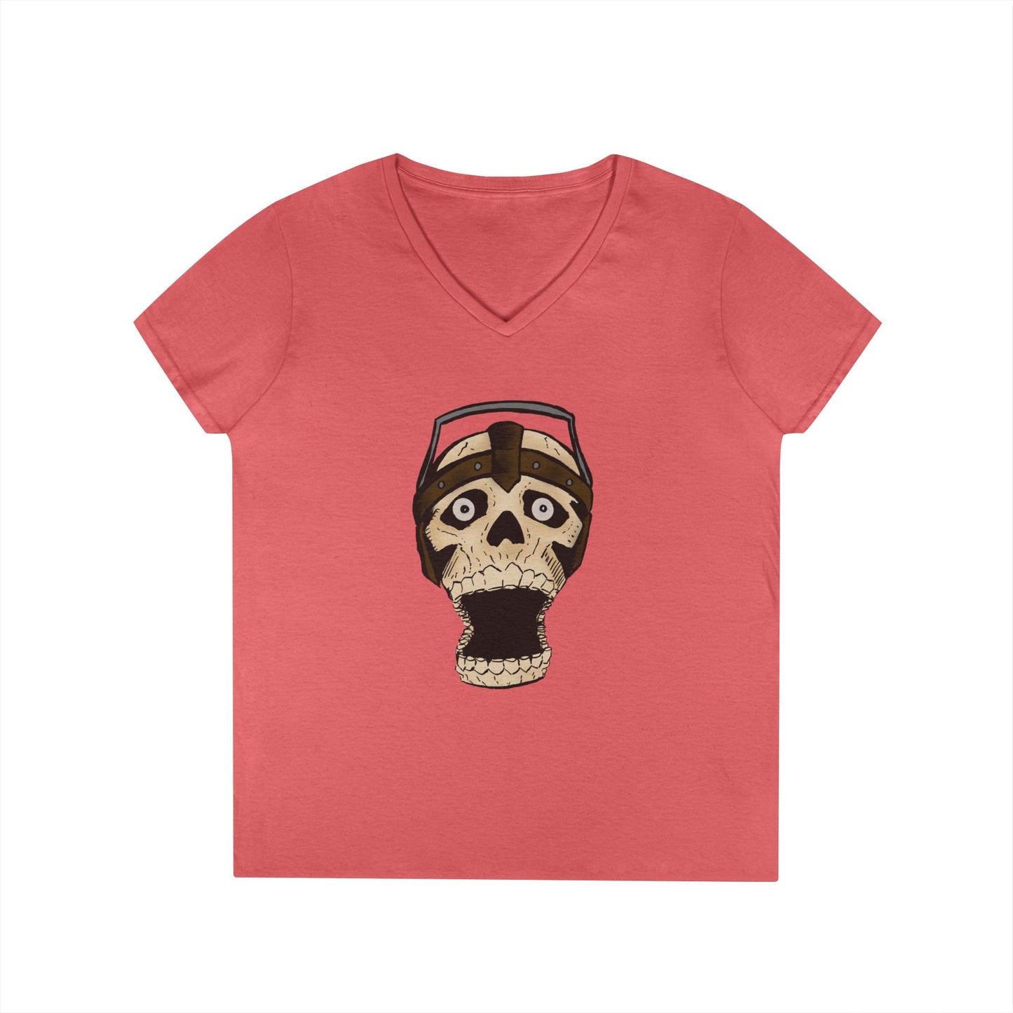 Skull Design Ladies' V-Neck T-Shirt - Trendy & Edgy Graphic Tee