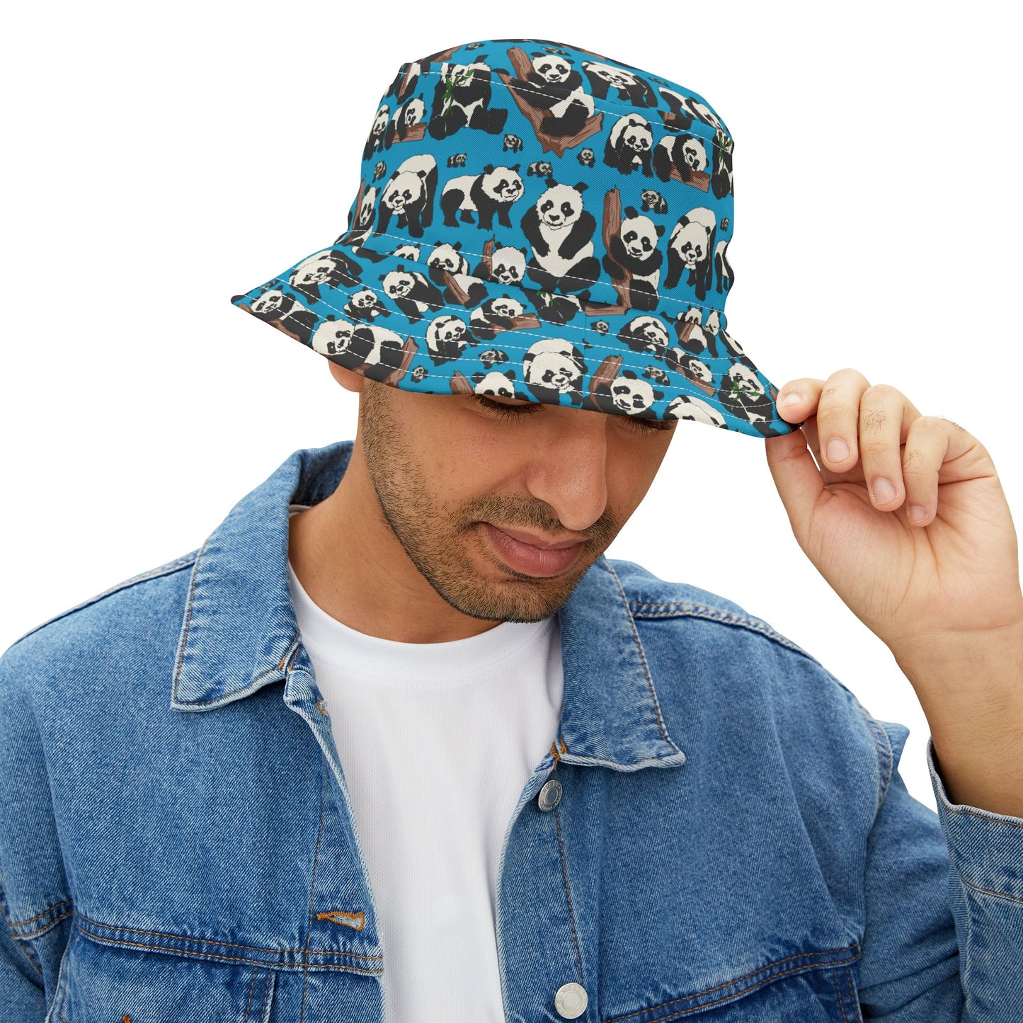 Panda Print Bucket Hat, Trendy Summer Hat, Animal Lover Gift, Casual Outdoor Accessory, Festival Headwear