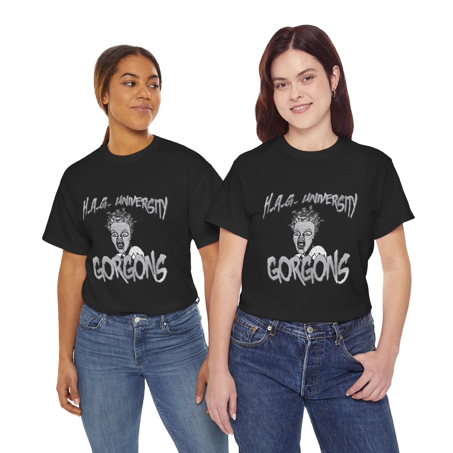 Graphic Tee with Gorgon Mascot - Greek Mythology University Unisex Shirt
