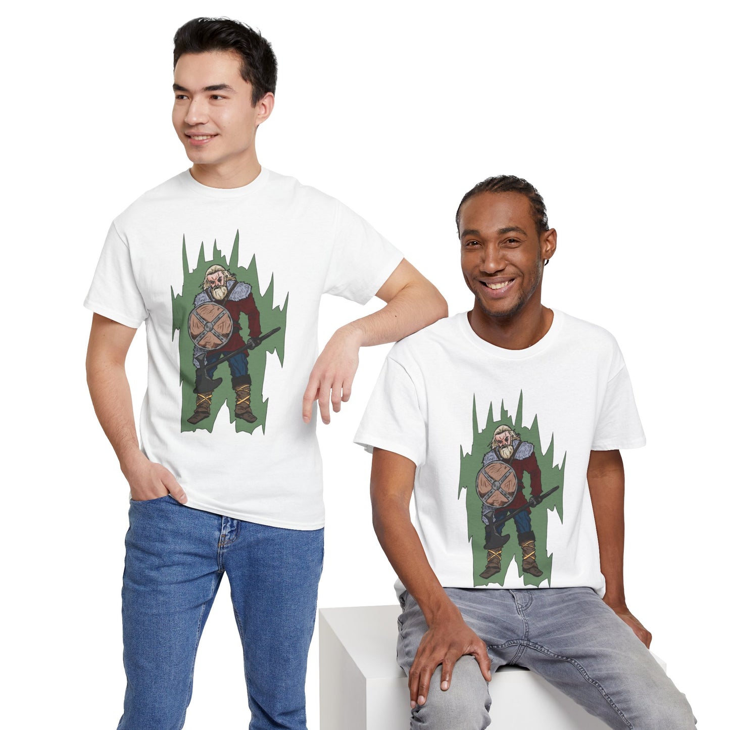 Epic Warrior Graphic Tee, Unisex Heavy Cotton Shirt, Casual Wear, Gamer Gift, Medieval Art Clothing, Battle Theme Fashion