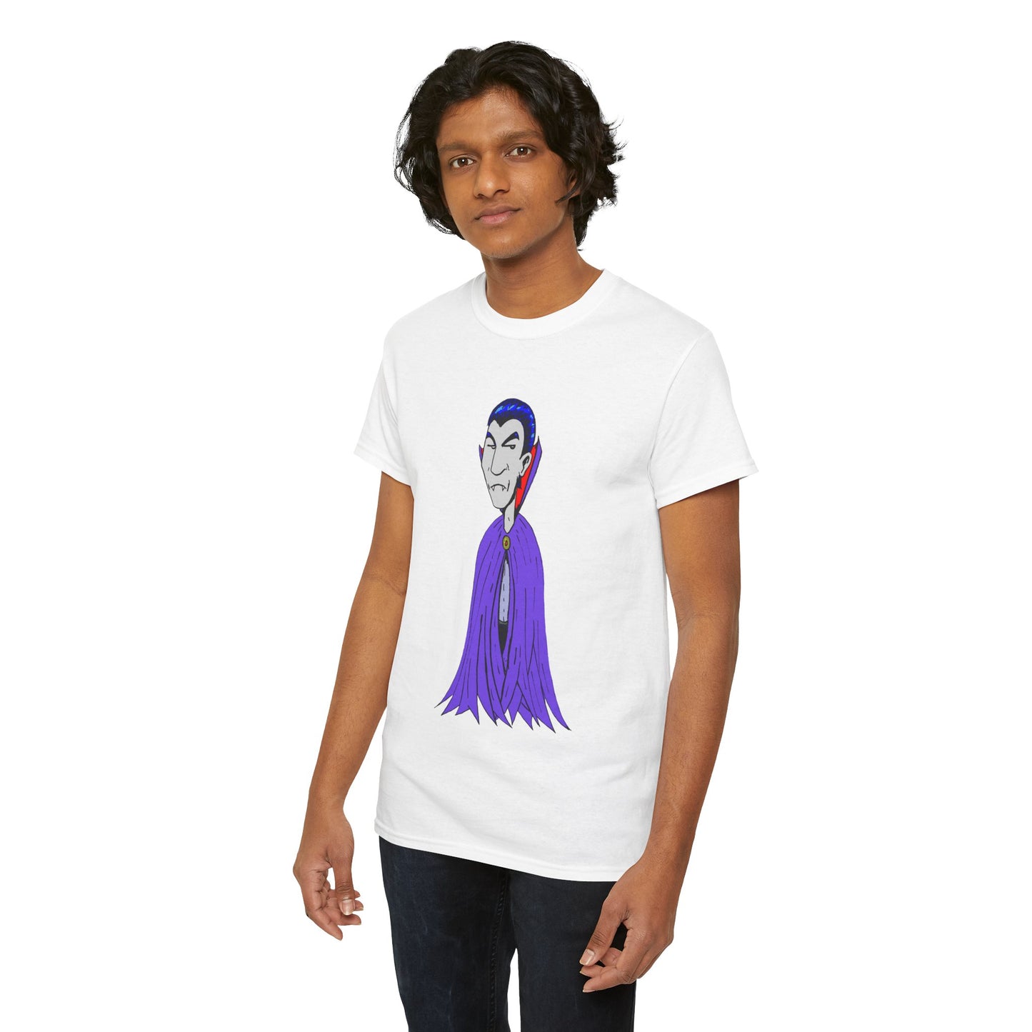 Vampire Cartoon Tee - Cute Purple Cloak Dracula Graphic T-Shirt