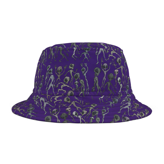 Alien Dance Party Bucket Hat, Quirky Summer Hat, Festival Accessory, Beachwear, Unique Gift for UFO Lovers