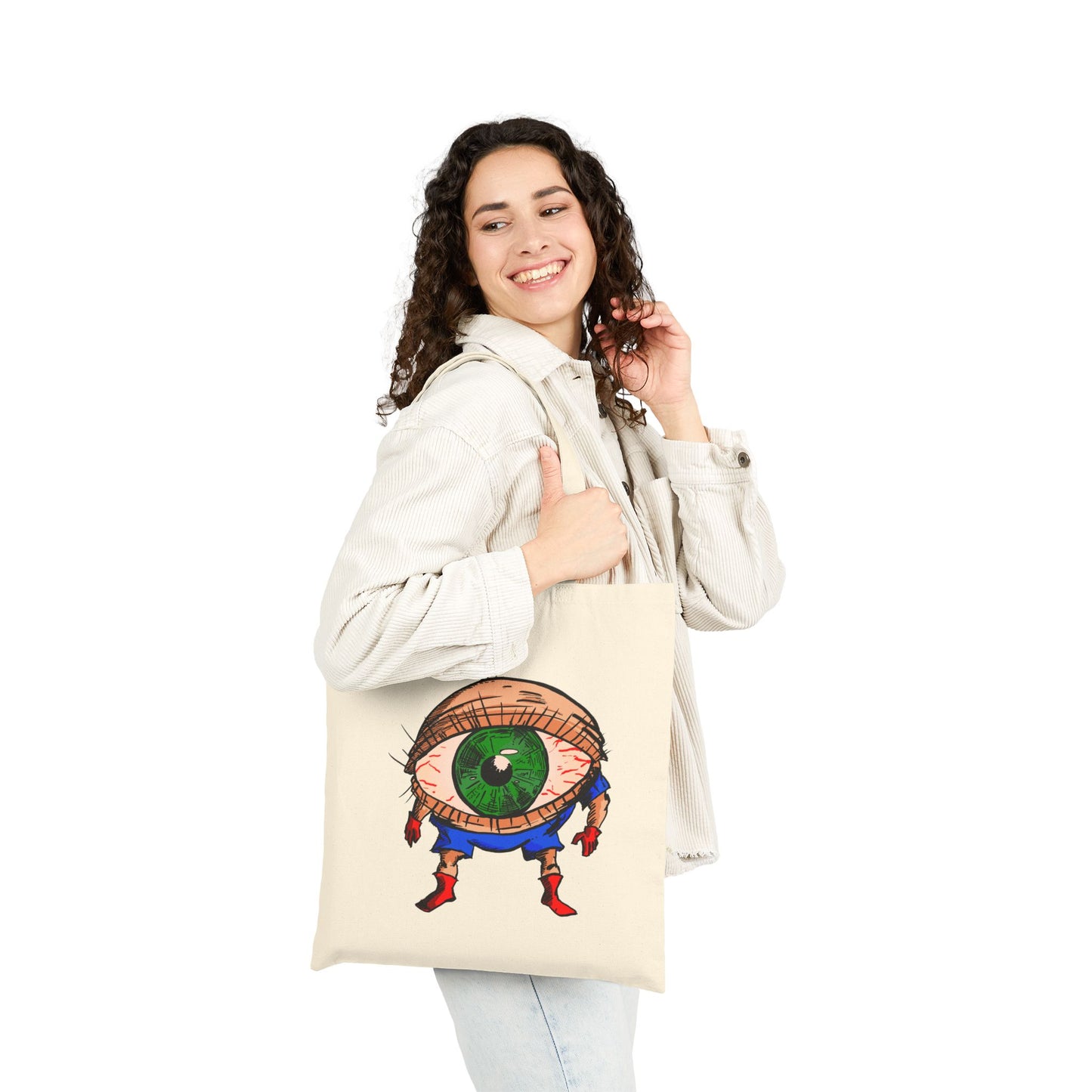 Terrif-EYE-ing Green Eye Tote Bag — Quirky Illustrated Canvas Shopper