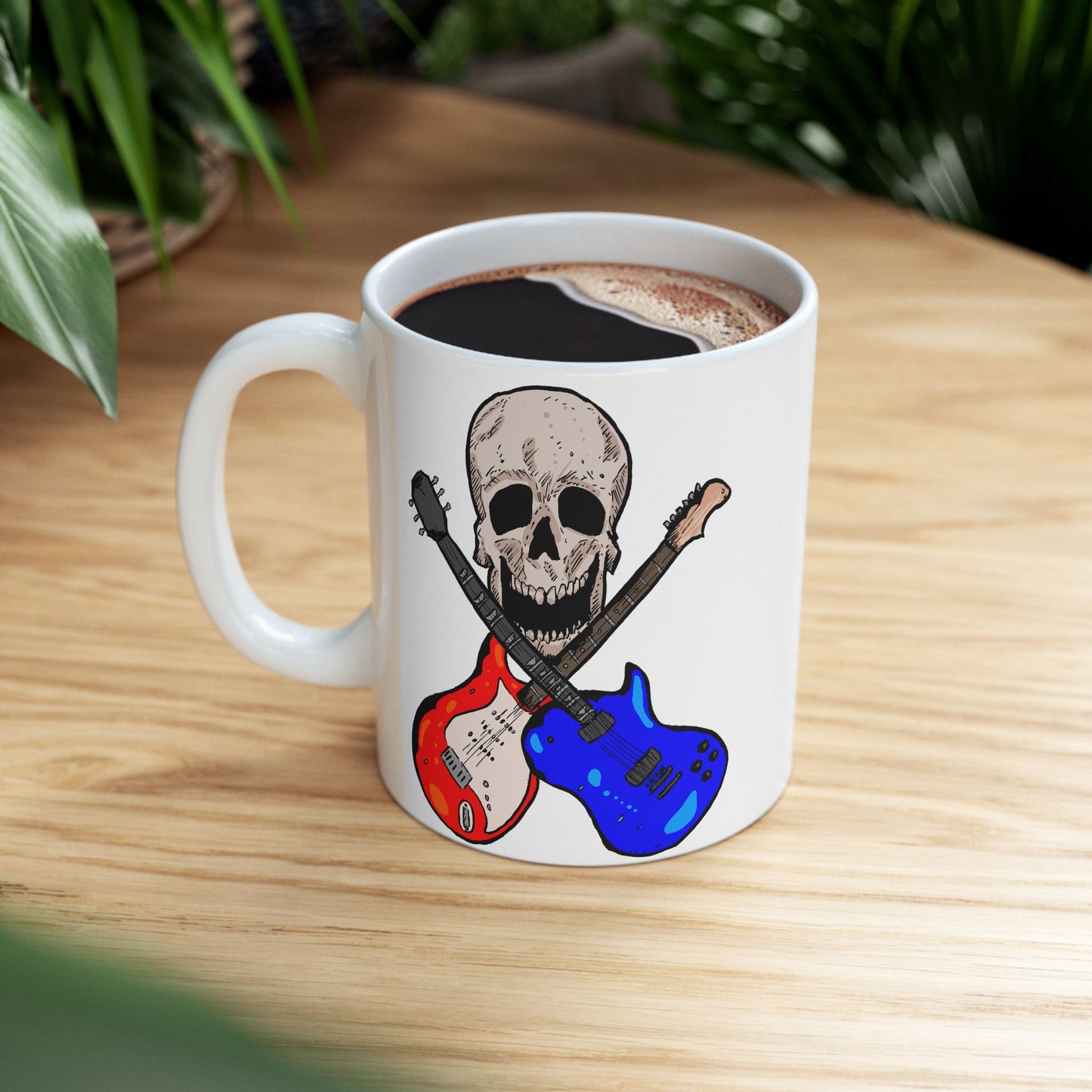 Deathly Rock & Roll Ceramic Mug - Perfect for Musicians, Coffee Lovers, Gifts for Guitarists, Home Decor, Birthday Celebration