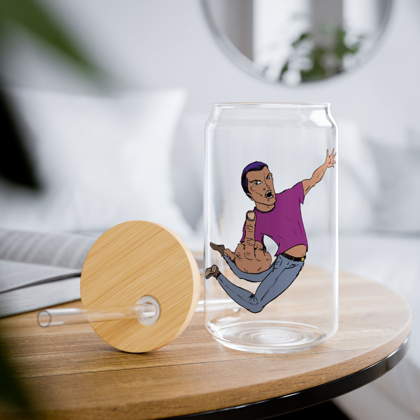 Flying Eff Cool Character Sipper Glass | Fun Water Bottle for Kids, Stylish Beverage Jar, Unique Gift Idea, Home Décor, Summer Essential