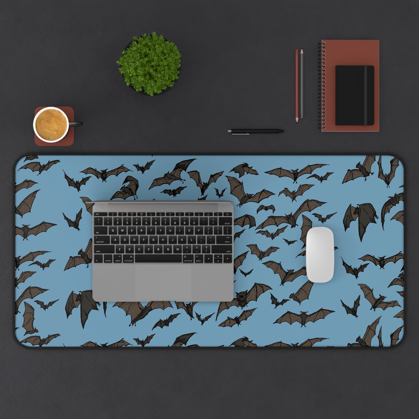 Desk Mat - Hand-Drawn Bats Design by Dalyn Viker Art