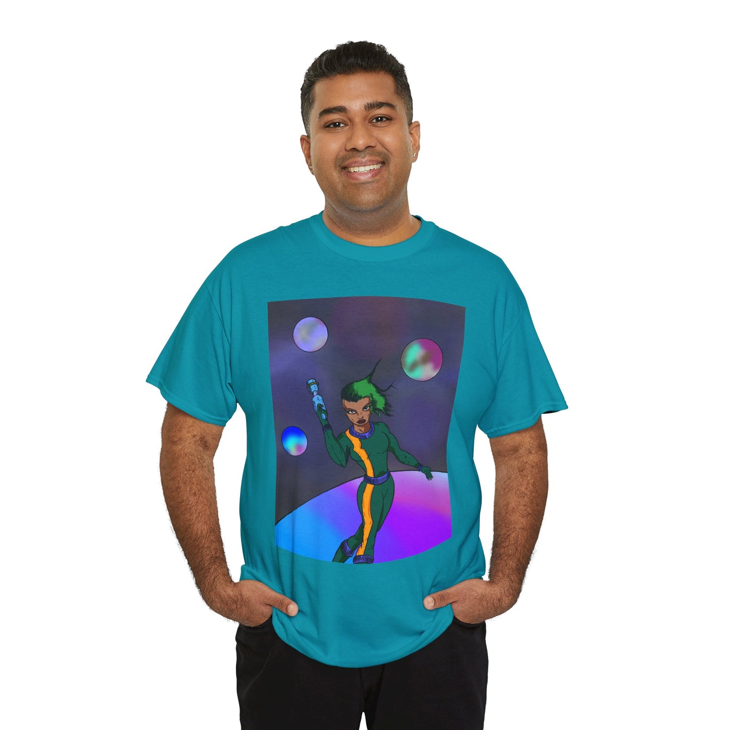 Cosmic Hero Vibe Tee - Unisex Heavy Cotton Tee, Space Art Shirt, Retro Sci-Fi T-Shirt, Gift for Space Lovers, Unique Graphic Tee