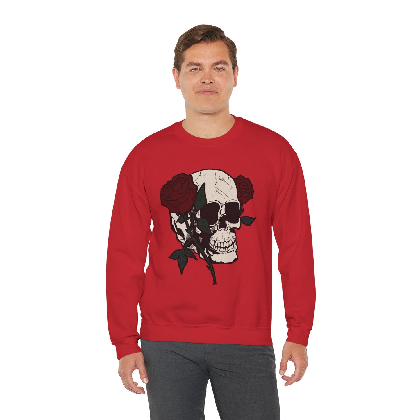 Skull & Rose Crewneck Sweatshirt - Unisex Heavy Blend™
