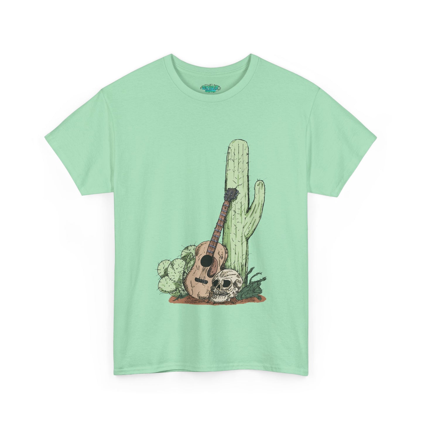 Desert Vibe Graphic Tee - Unisex Heavy Cotton Shirt, Boho Cactus Shirt, Guitar Lover's Gift, Summer Top, Music T-Shirt