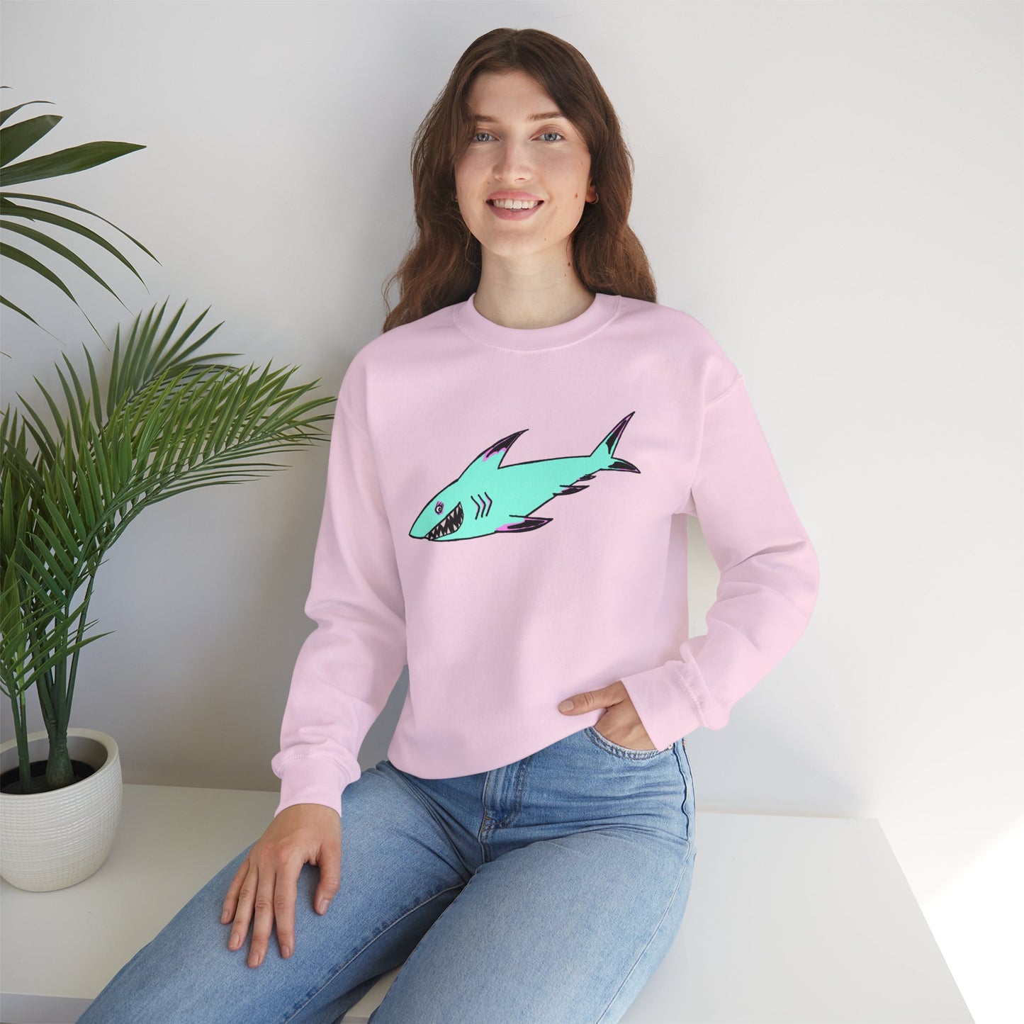 Charming Shark Graphic Sweatshirt - Unisex Heavy Blend™ Crewneck